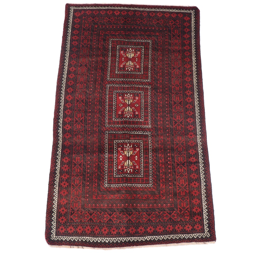 Hand-Knotted Turkmen Style Wool Rug