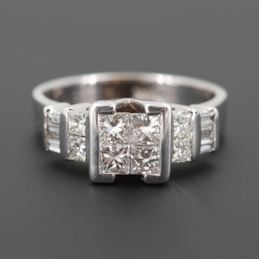 14K White Gold 1.34 CTW Diamond Ring