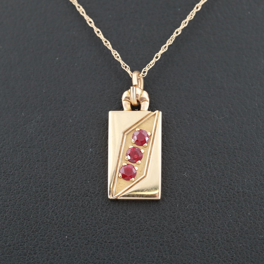 O. C. Tanner 14K Yellow Gold Ruby Pendant Necklace
