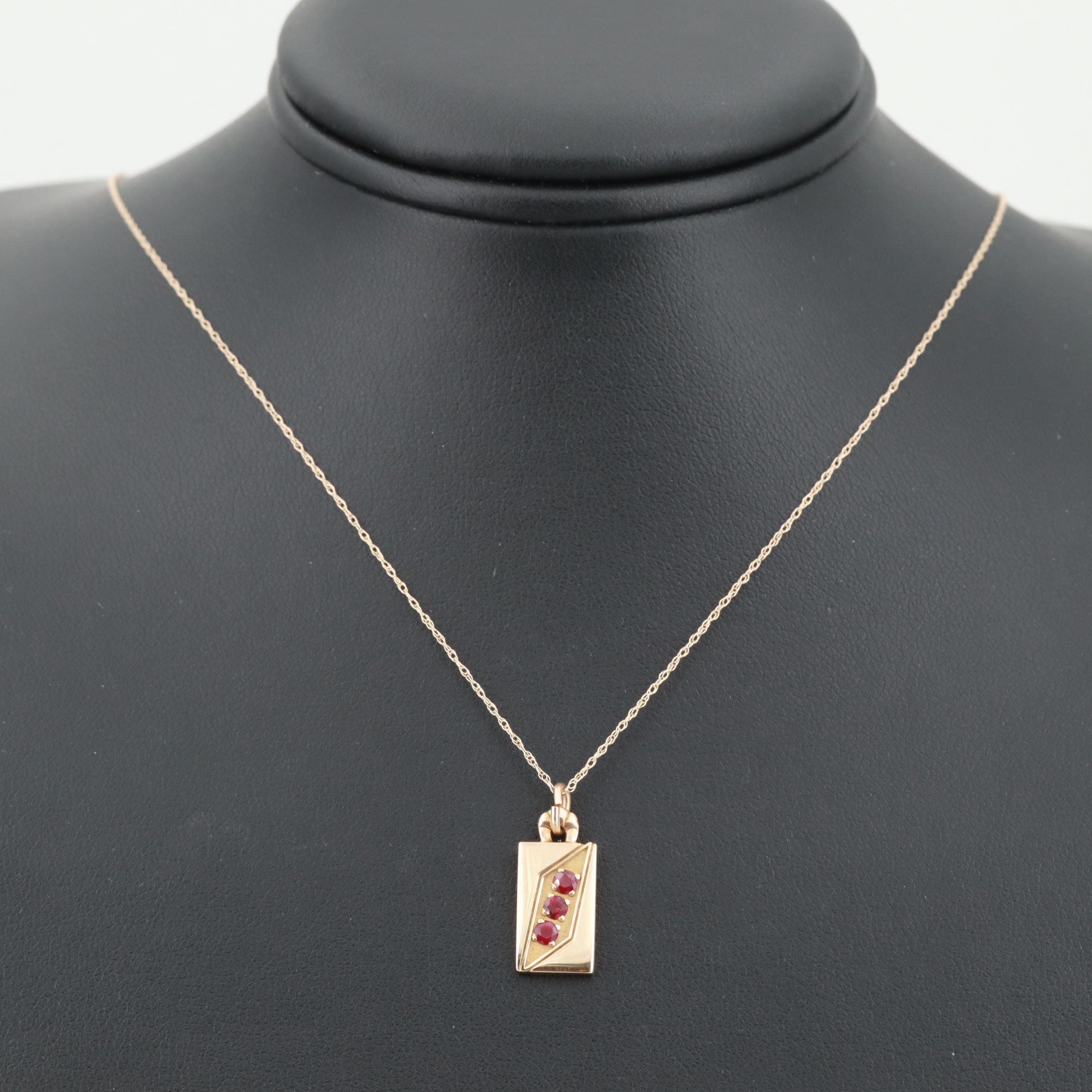 O. C. Tanner 14K Yellow Gold Ruby Pendant Necklace