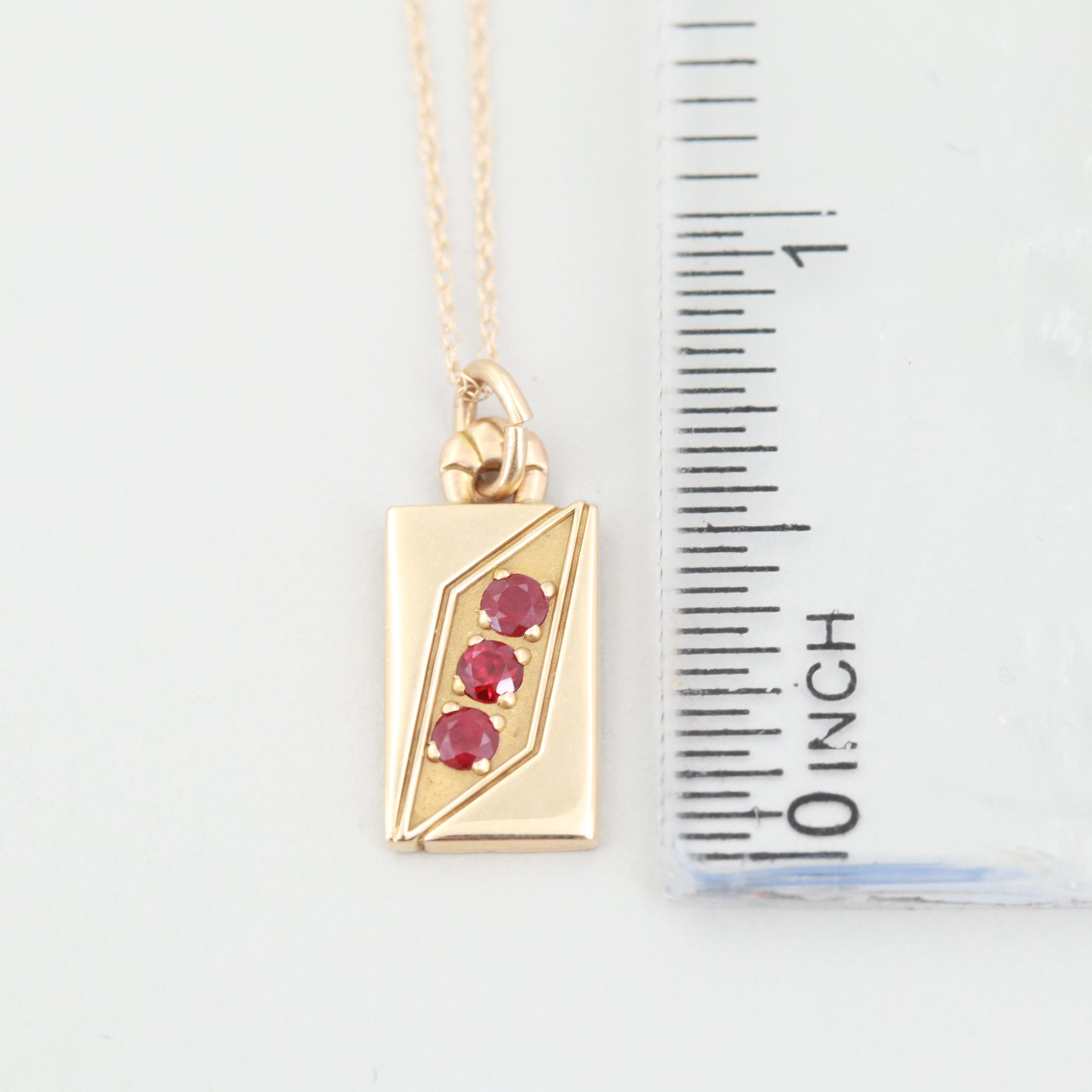 O. C. Tanner 14K Yellow Gold Ruby Pendant Necklace