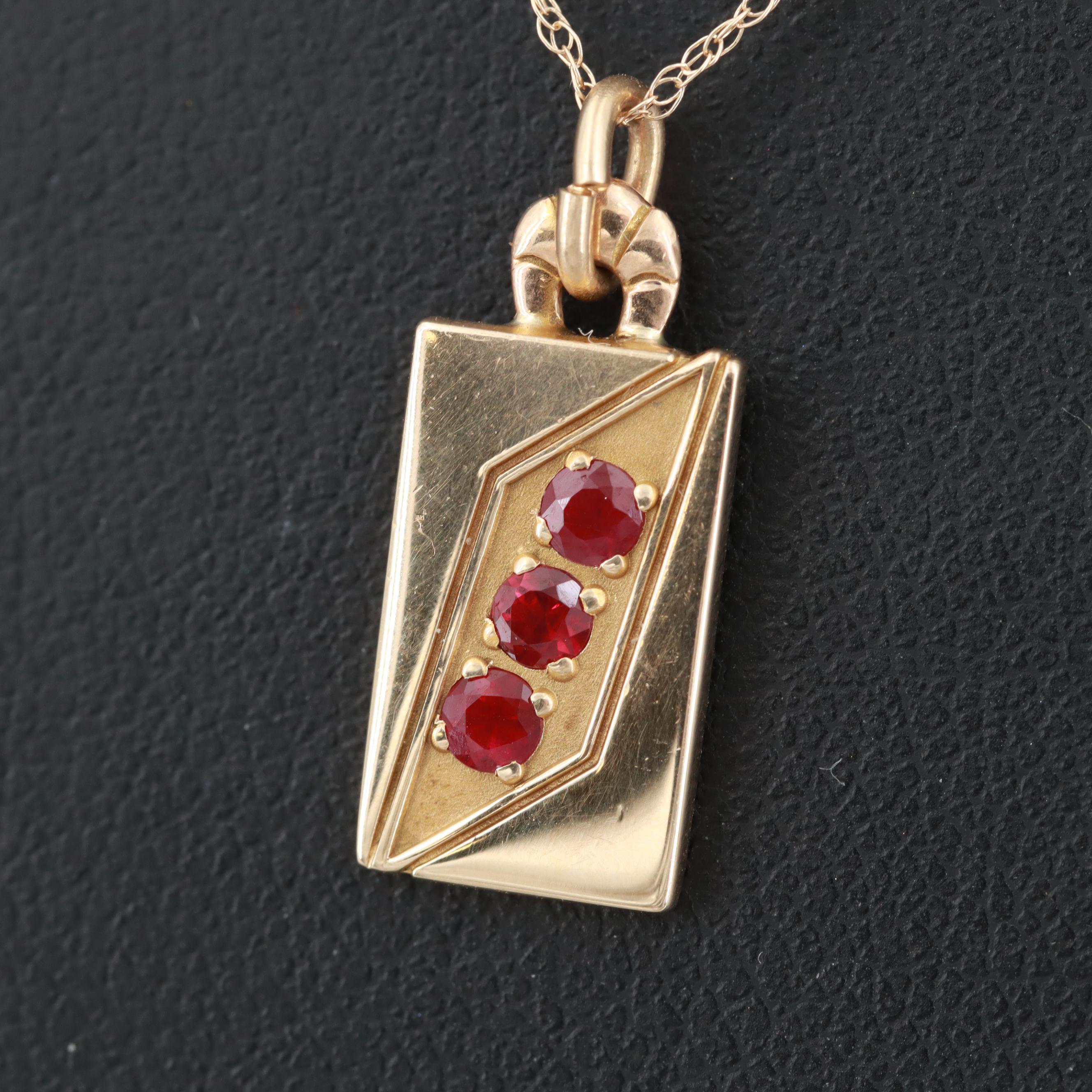 O. C. Tanner 14K Yellow Gold Ruby Pendant Necklace