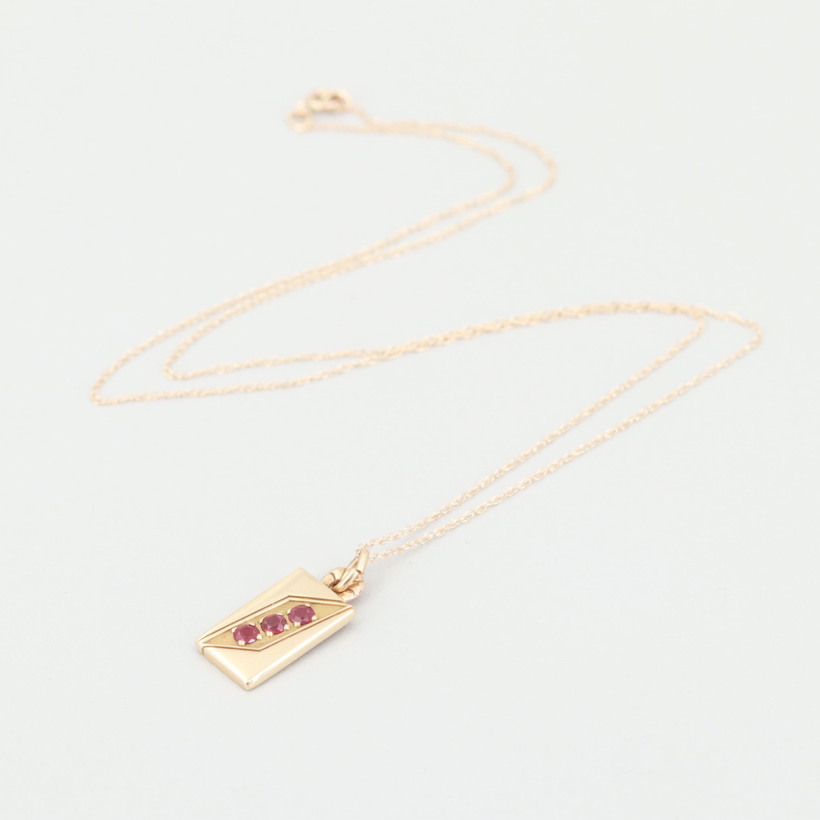 O. C. Tanner 14K Yellow Gold Ruby Pendant Necklace