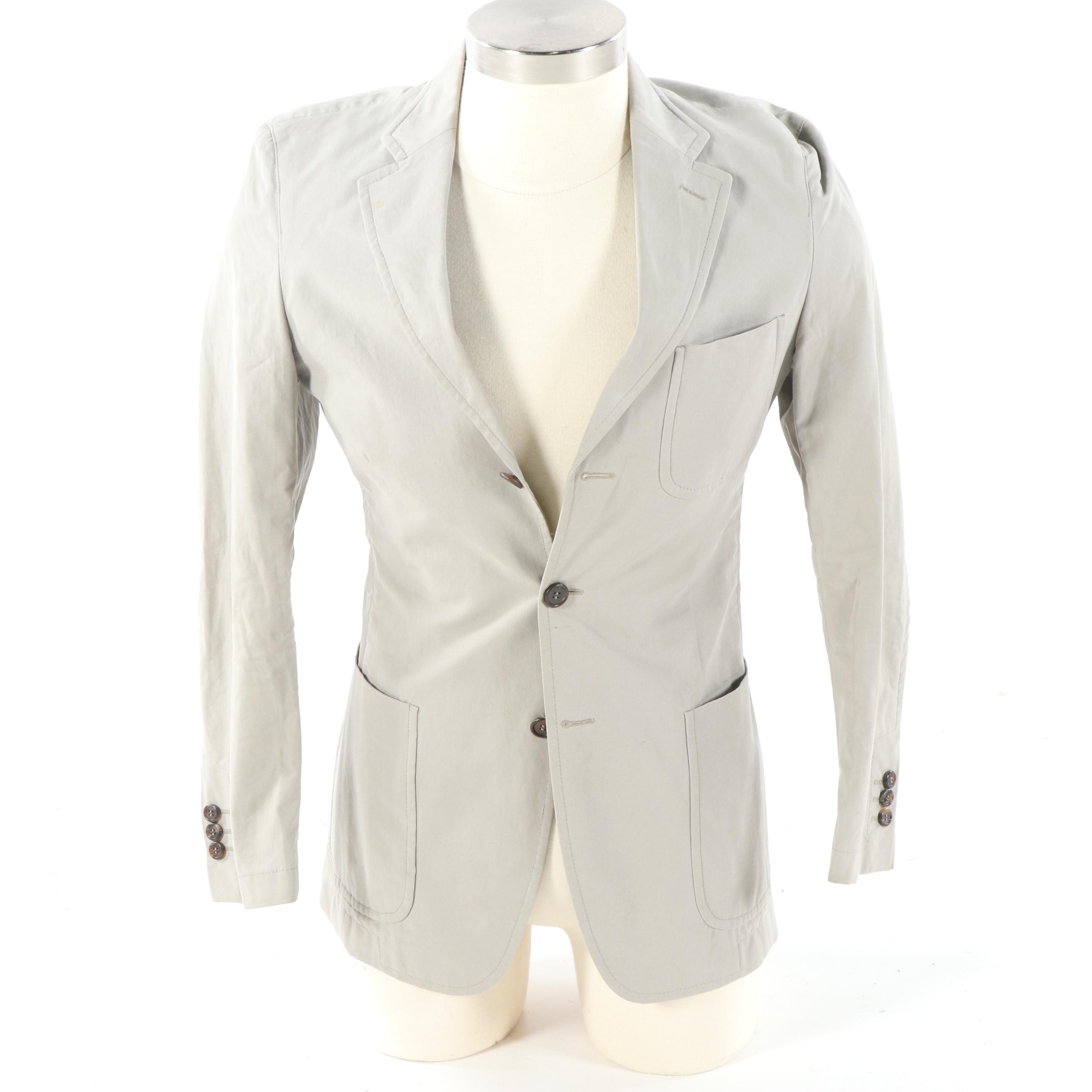 Men's Prada Grey Cotton-Poplin Blazer, Made in Italy