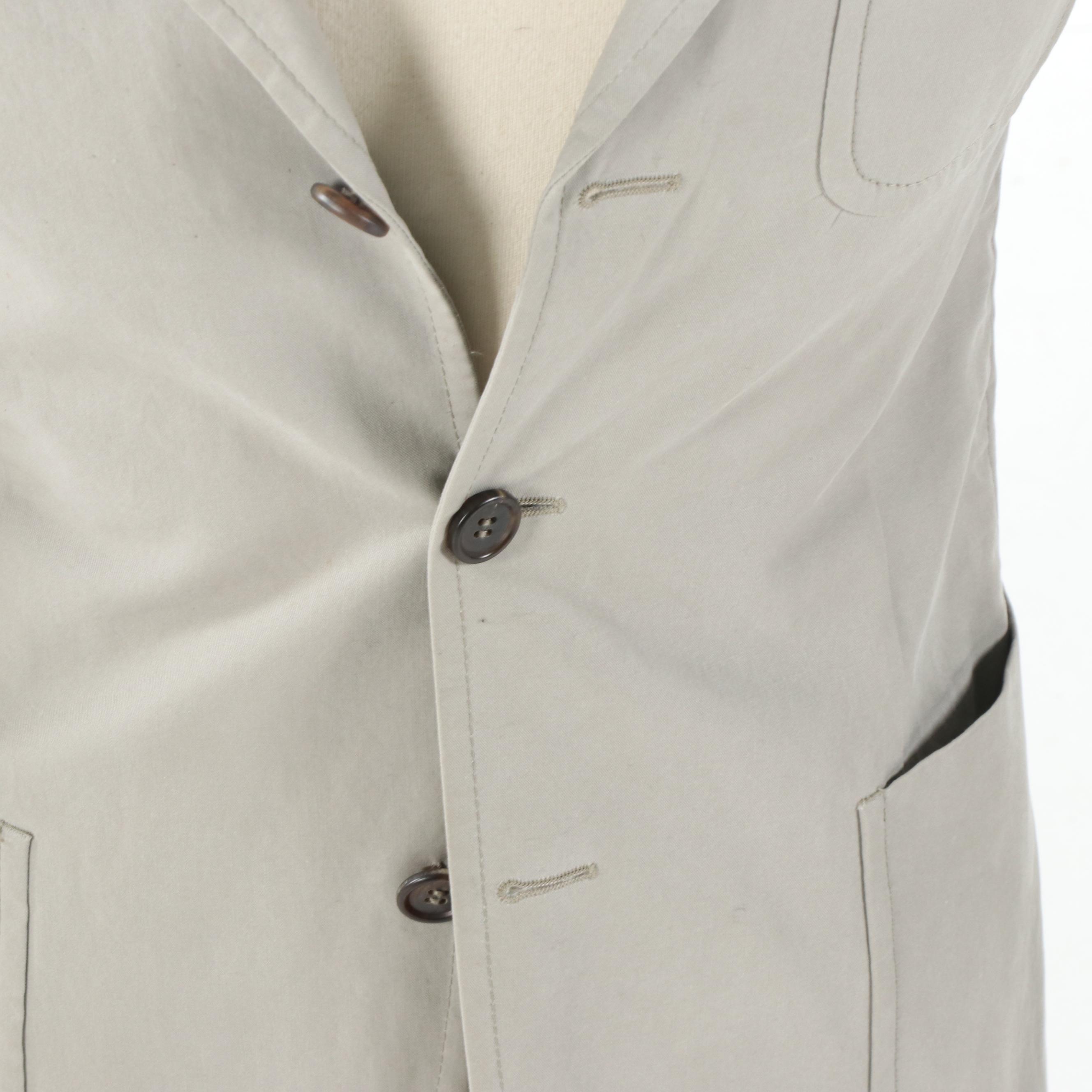 Men's Prada Grey Cotton-Poplin Blazer, Made in Italy