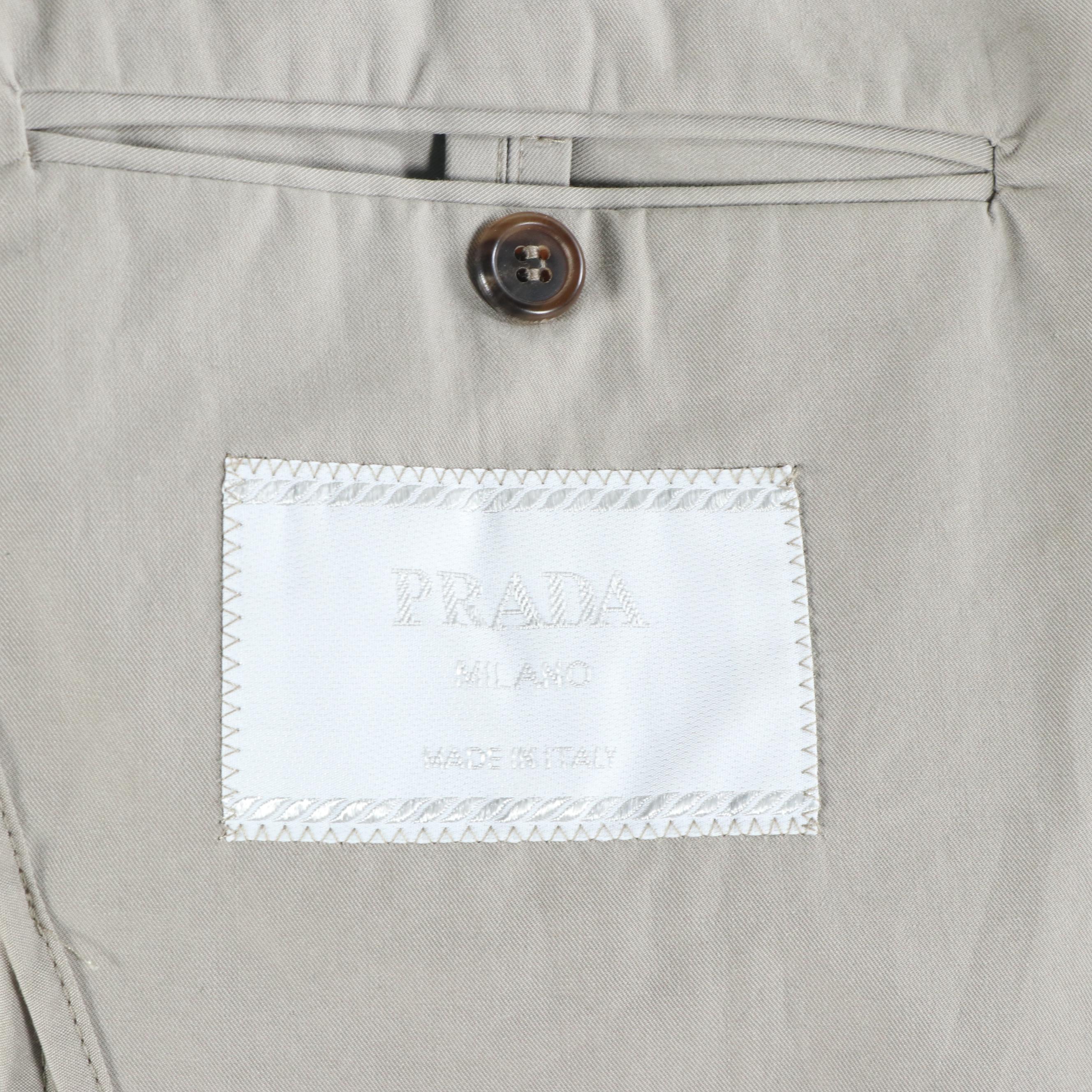 Men's Prada Grey Cotton-Poplin Blazer, Made in Italy