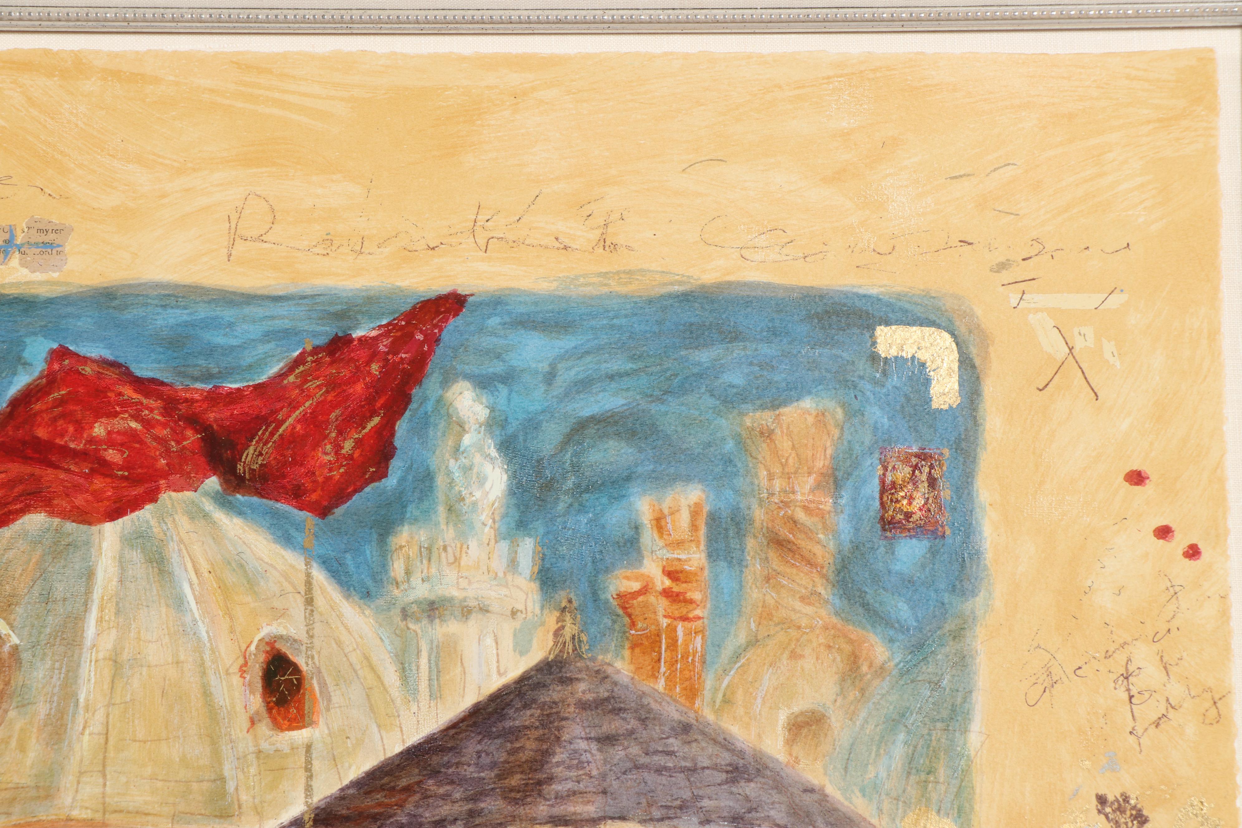 Roy Fairchild-Woodard Embellished Serigraph "Big Blue Sky"