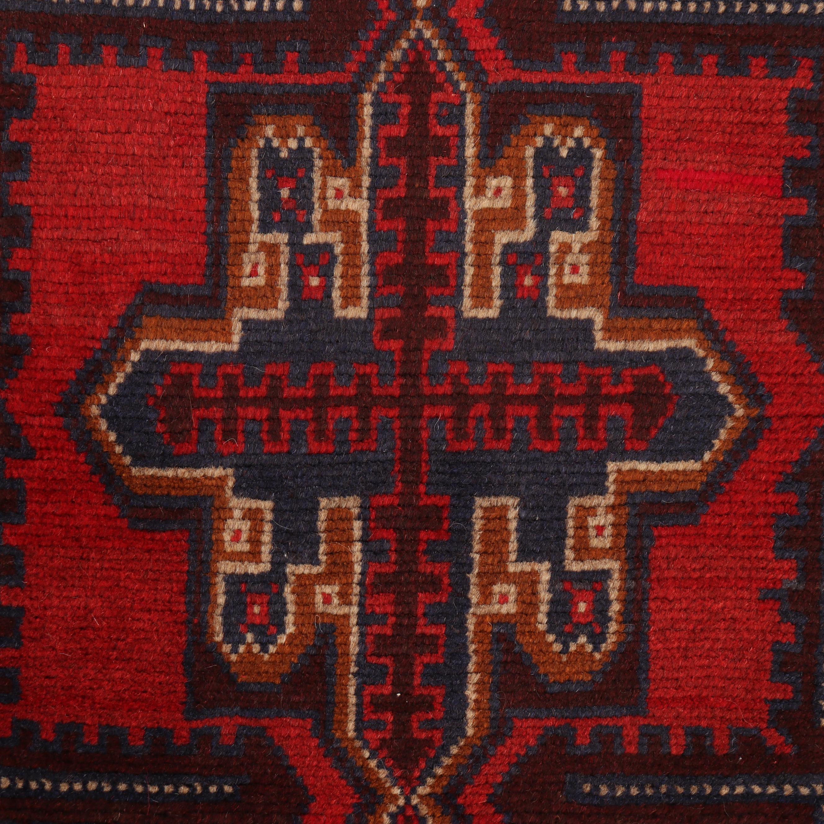 Hand-Knotted Pakistani Baluch Wool Long Rug