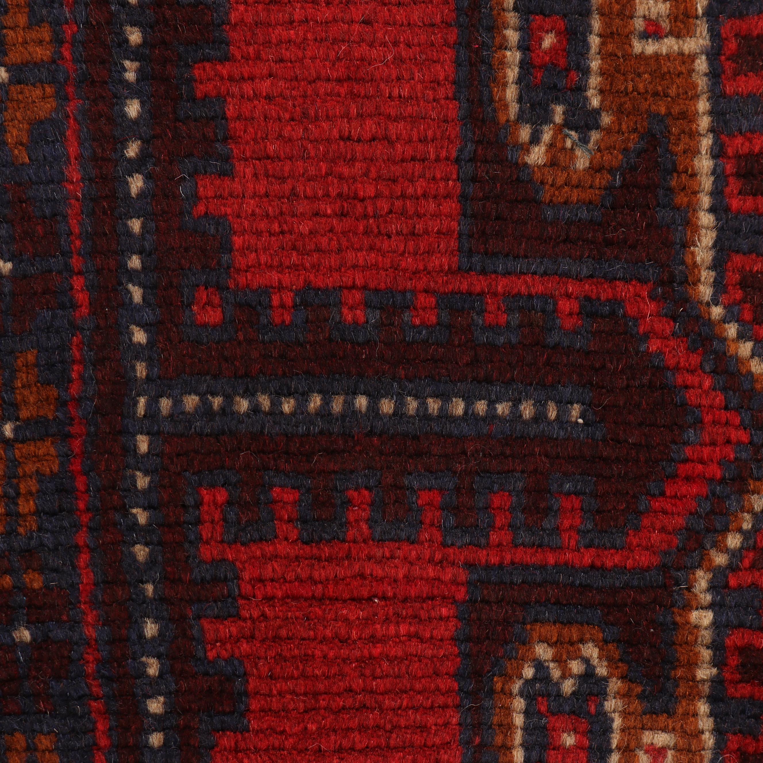 Hand-Knotted Pakistani Baluch Wool Long Rug