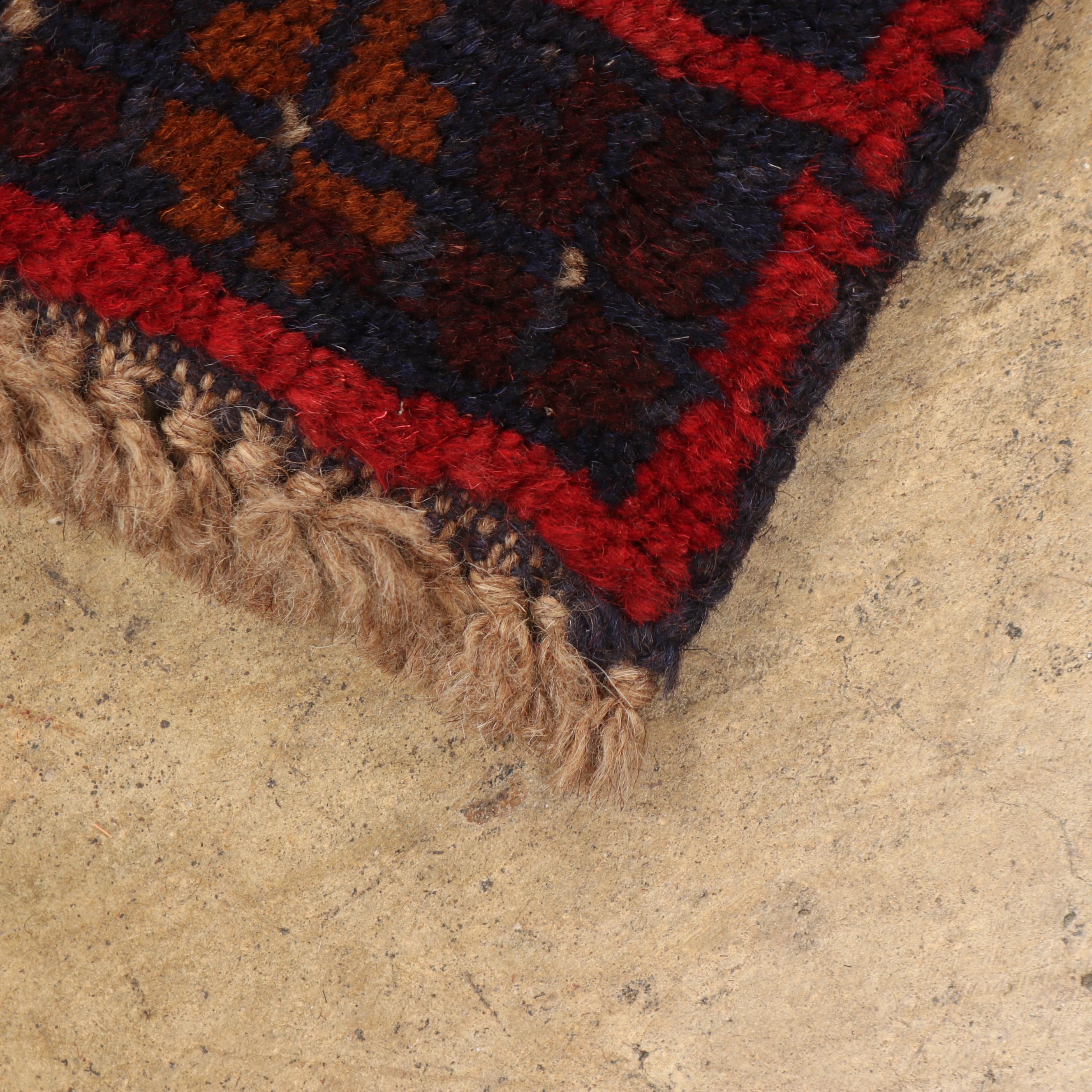 Hand-Knotted Pakistani Baluch Wool Long Rug