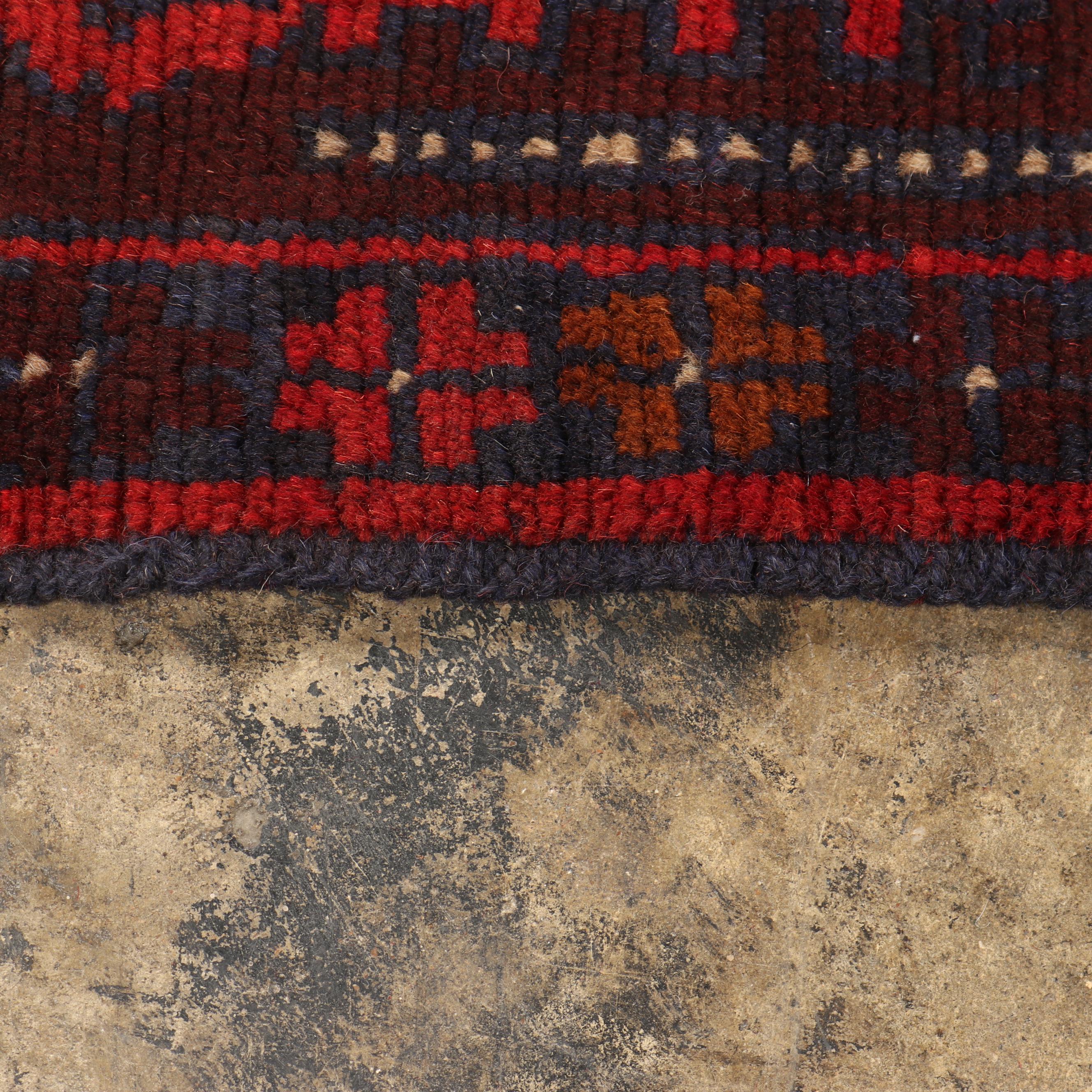 Hand-Knotted Pakistani Baluch Wool Long Rug