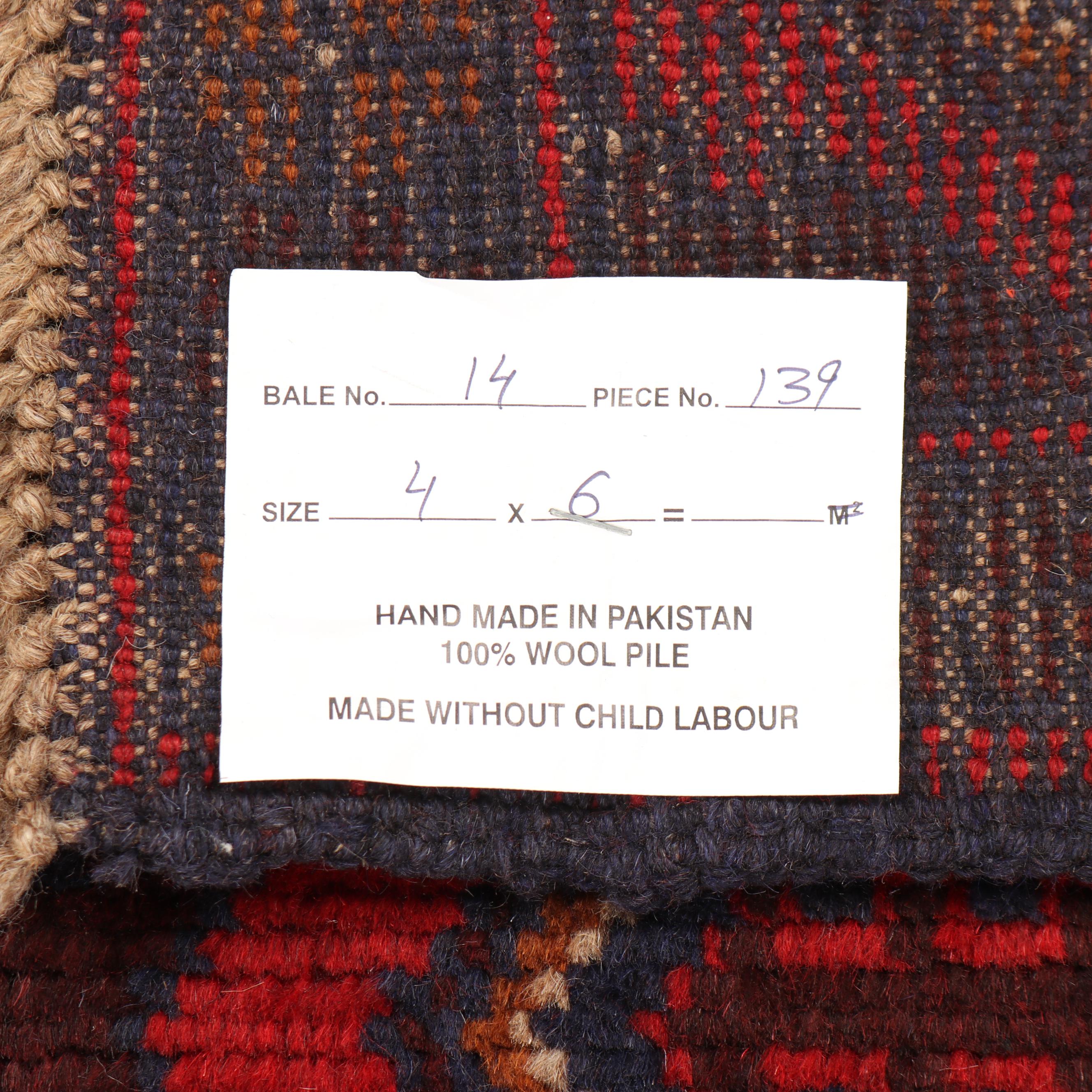 Hand-Knotted Pakistani Baluch Wool Long Rug
