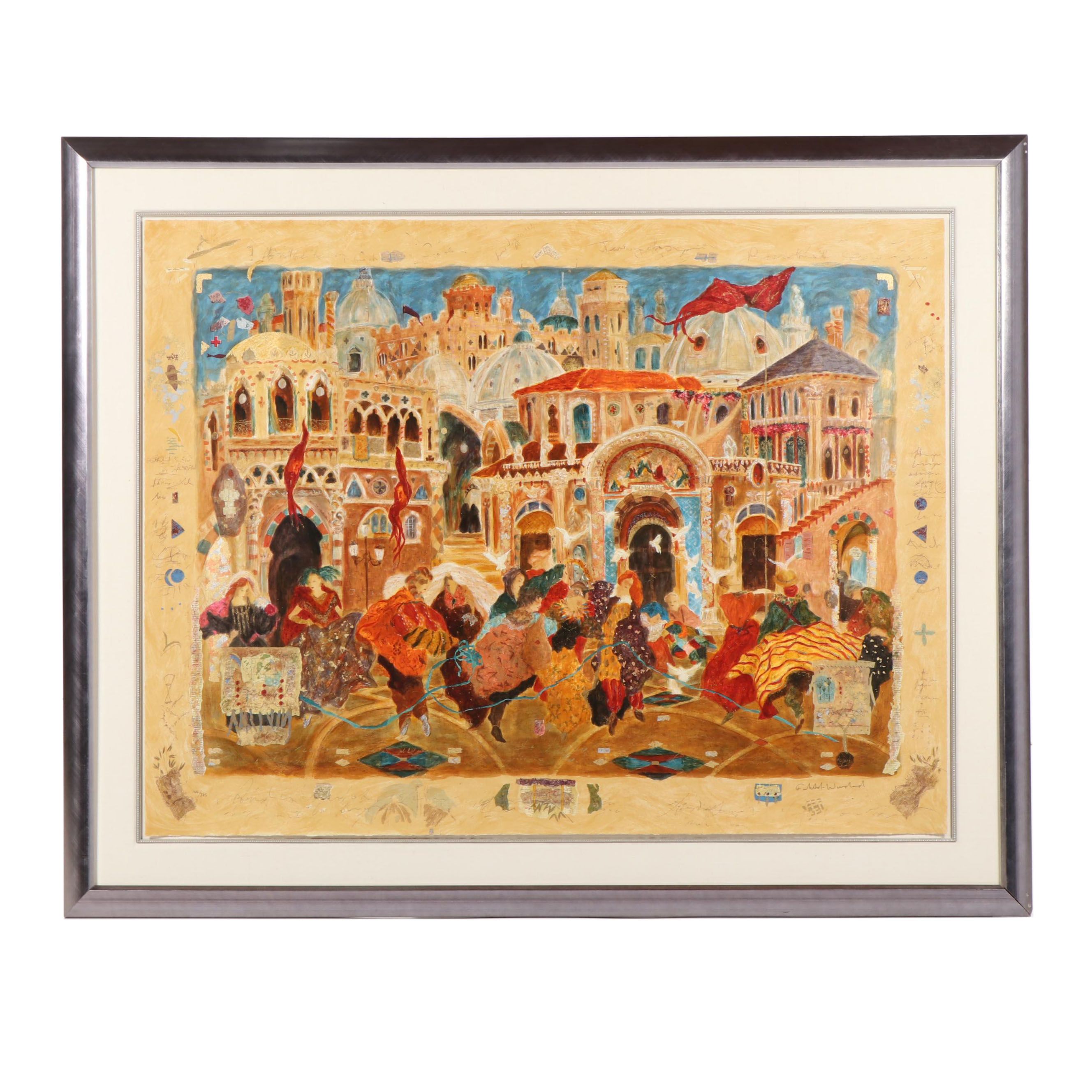 Roy Fairchild-Woodard Embellished Serigraph "Big Blue Sky"