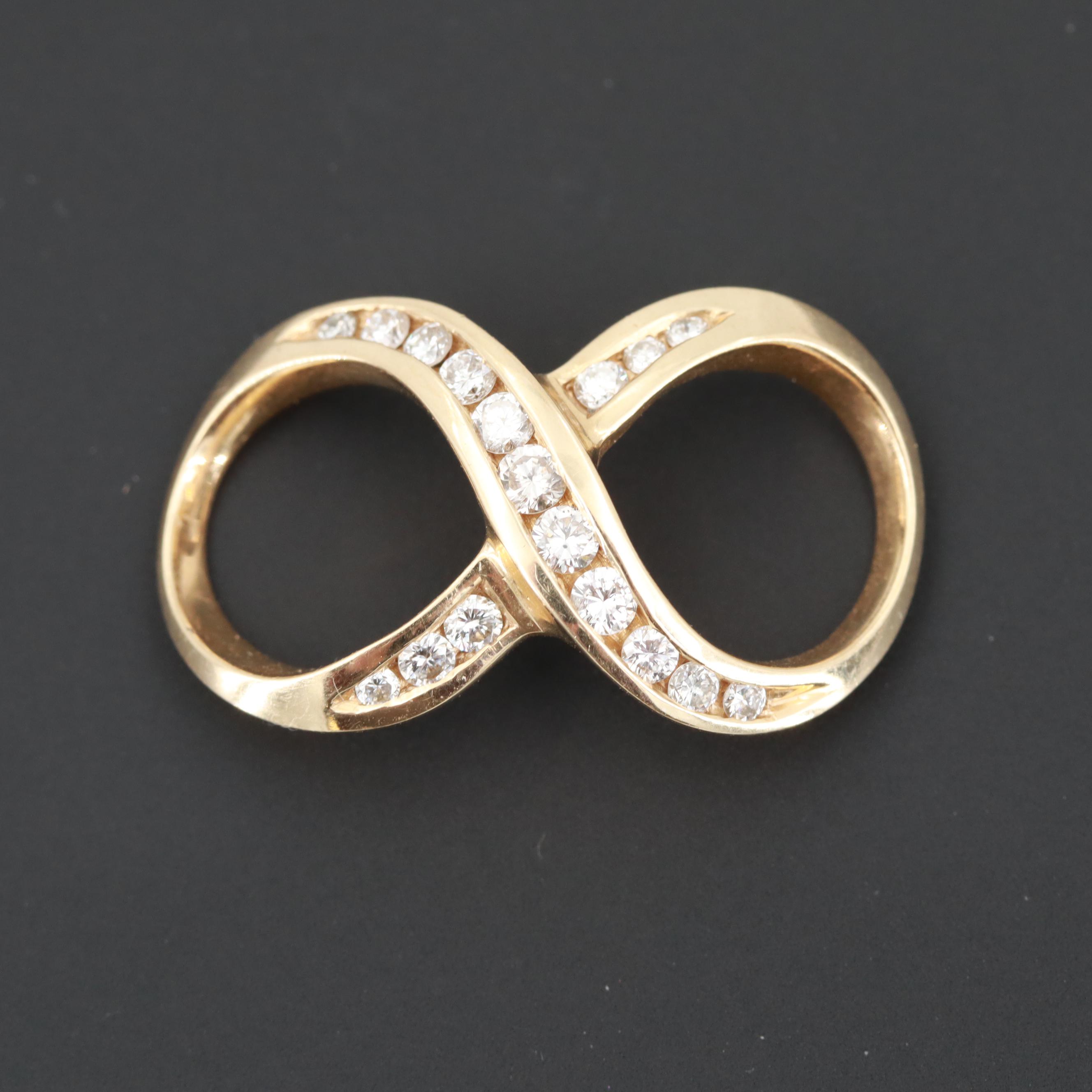 14K Yellow Gold Diamond Infinity Slide Pendant