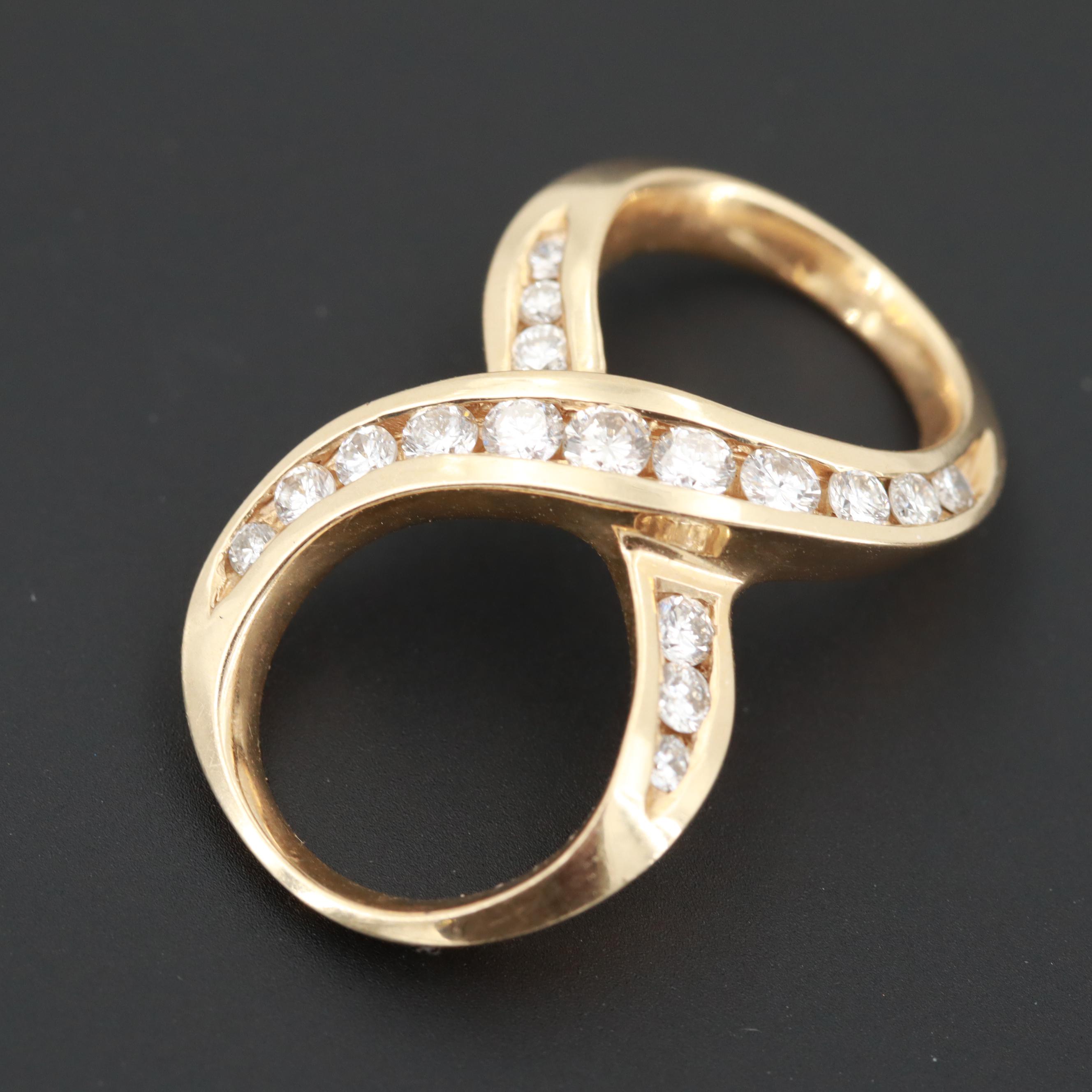 14K Yellow Gold Diamond Infinity Slide Pendant