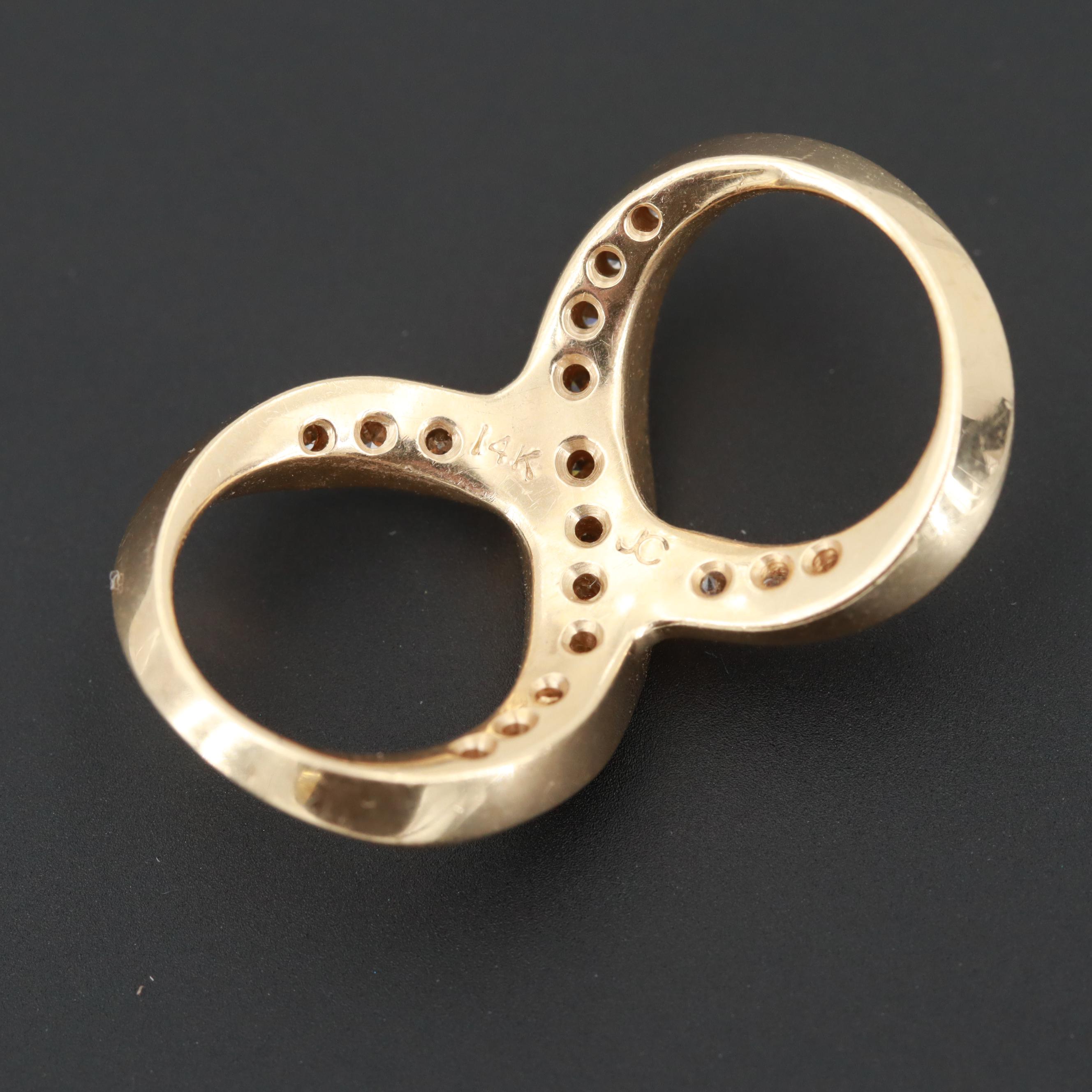 14K Yellow Gold Diamond Infinity Slide Pendant