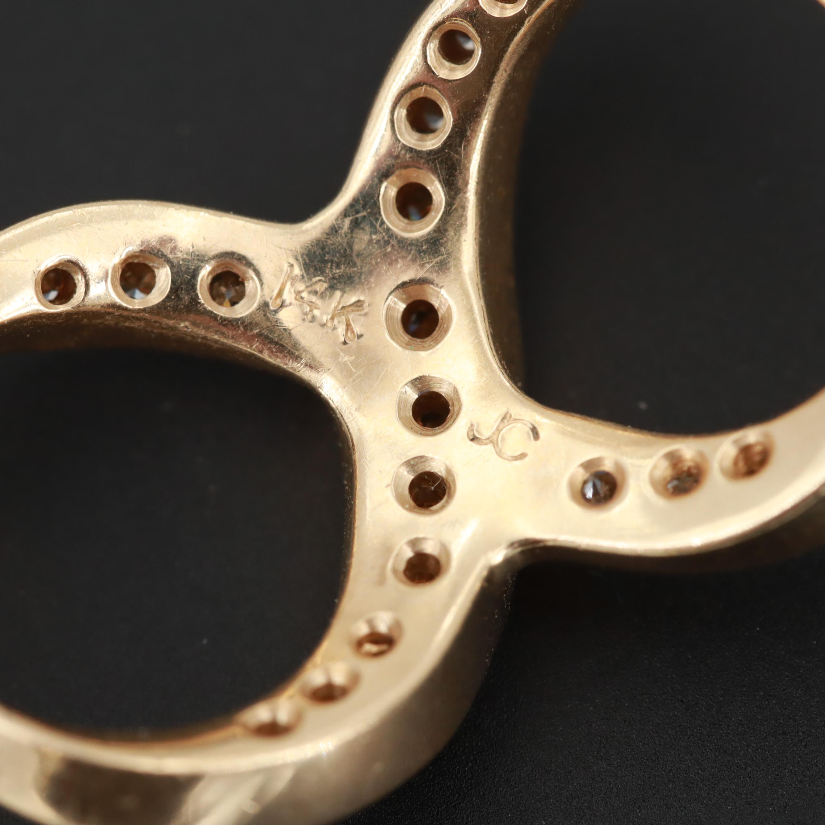 14K Yellow Gold Diamond Infinity Slide Pendant