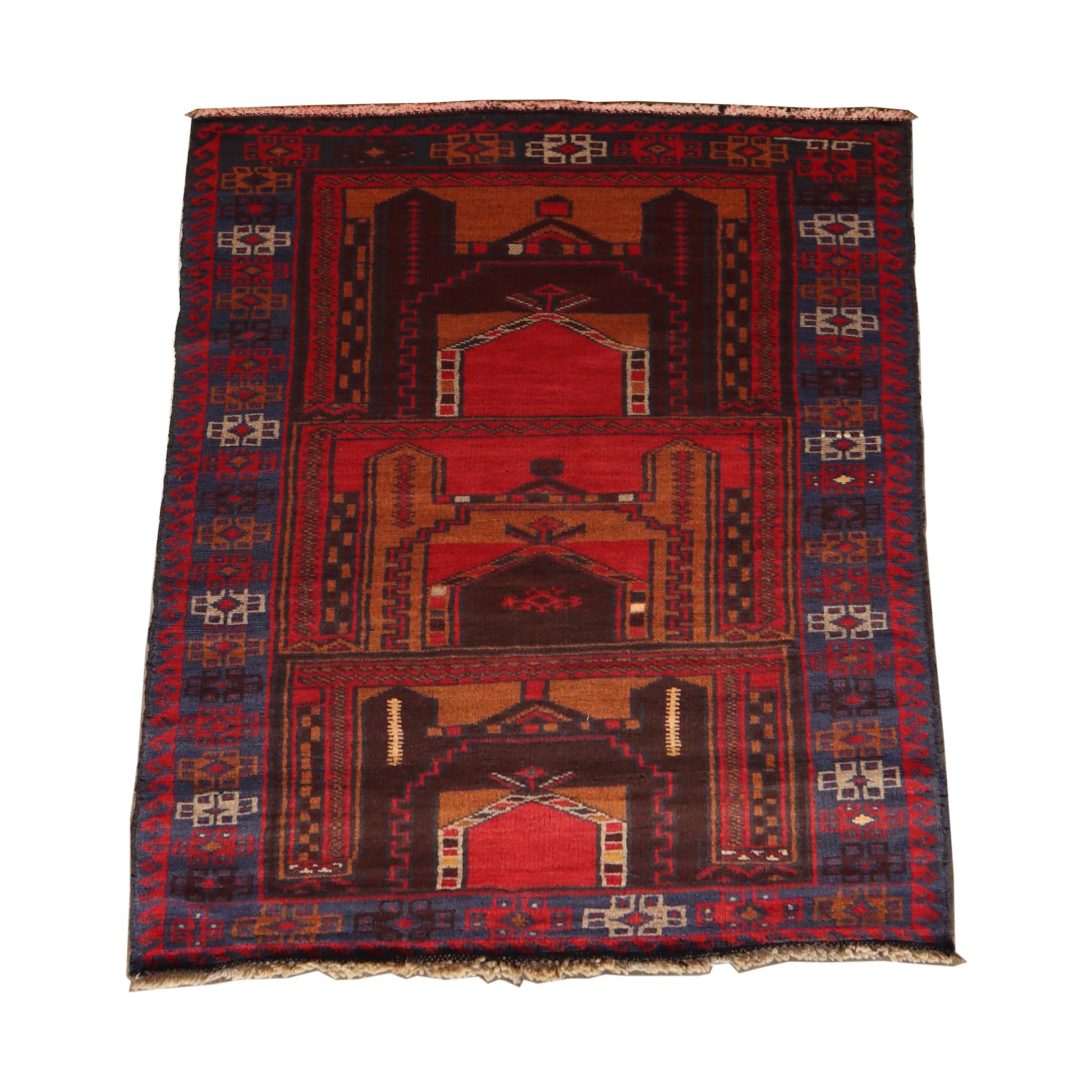 Hand-Knotted Pakistani Baluch Prayer Rug