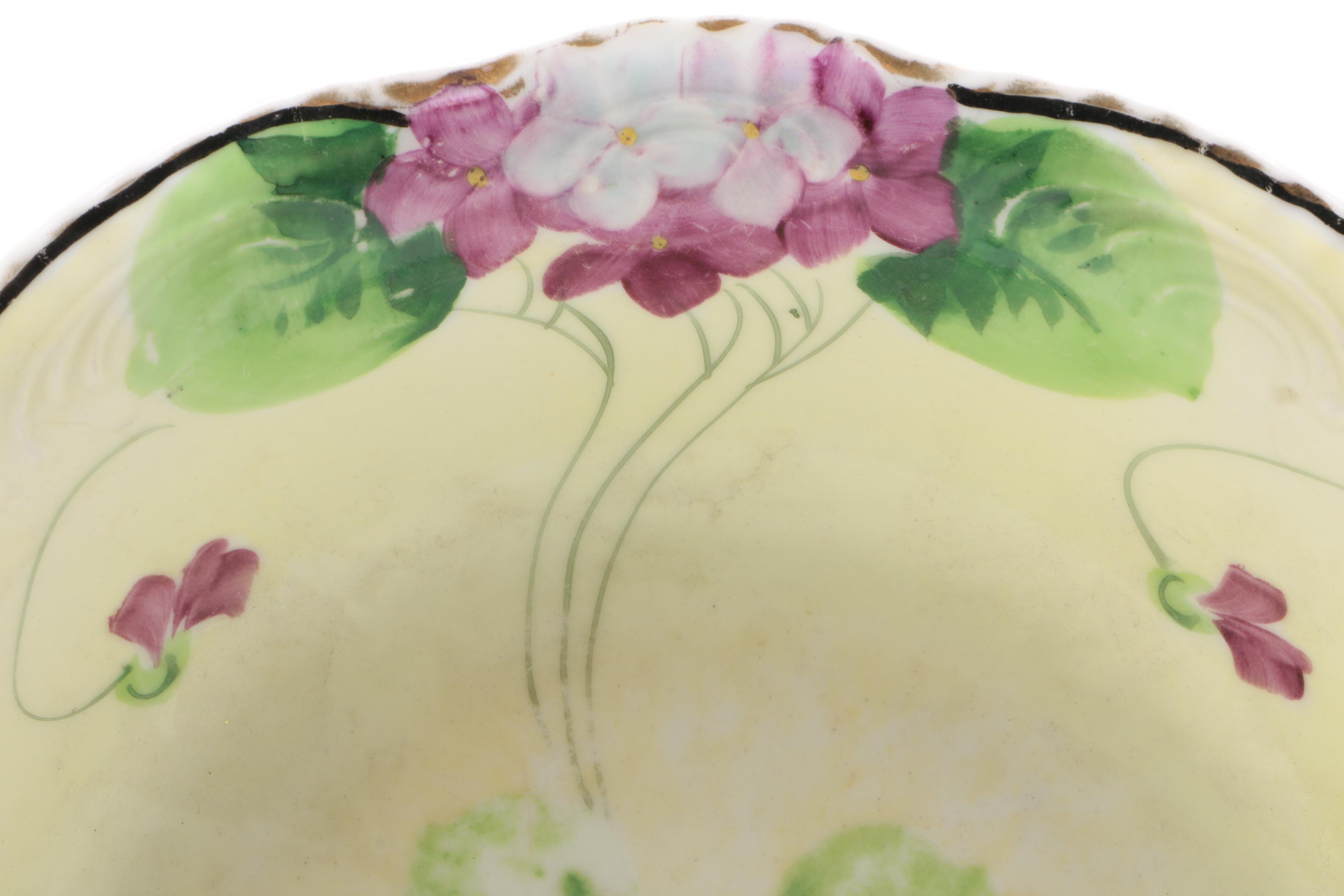Royal Kinran and Te-Oh Hand-Painted Nippon Porcelain Bowls, Early 20th Century