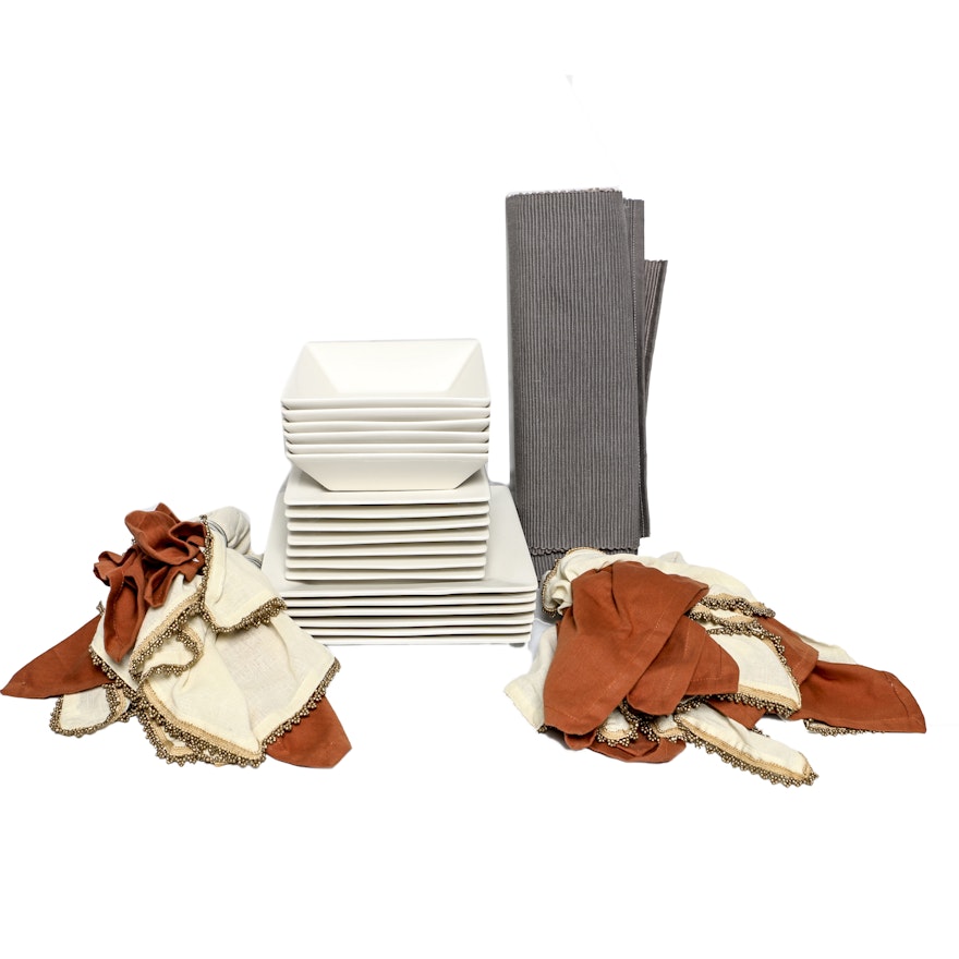 Strawberry Street Ceramic Dinnerware with Napkins