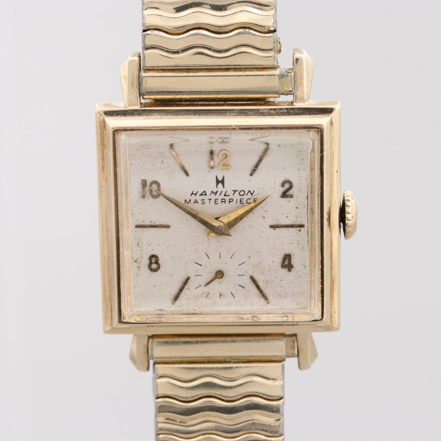 Vintage Hamilton "Masterpiece" 14k Yellow Gold Stem Wind Wristwatch