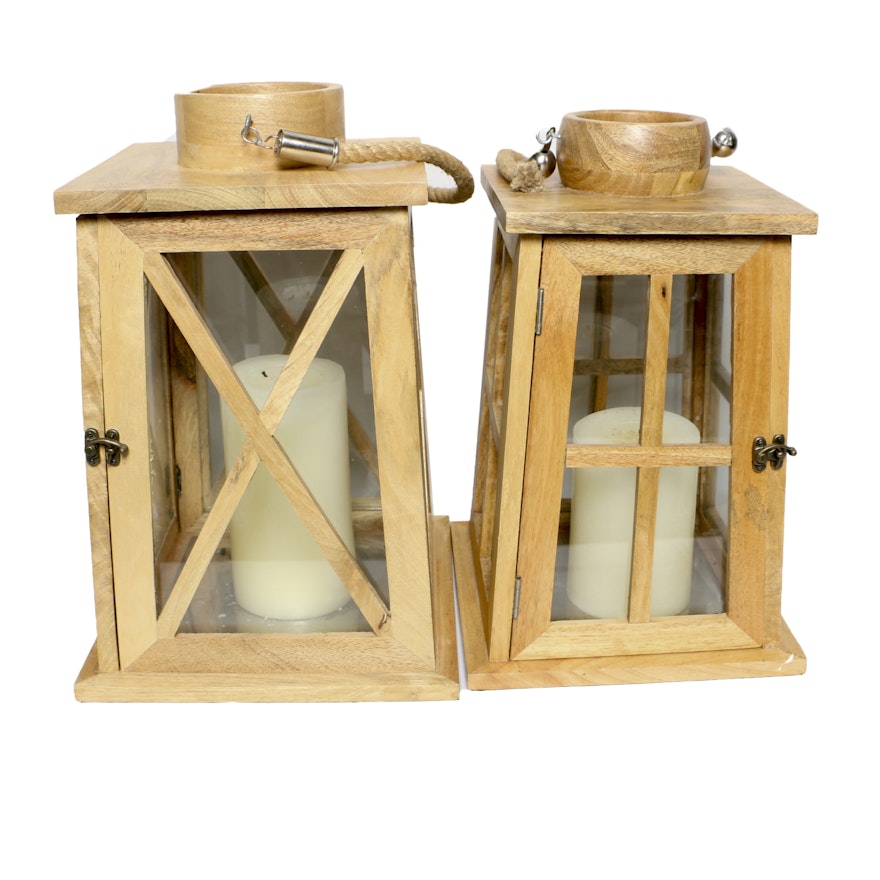 Wood and Glass Candle Lanterns