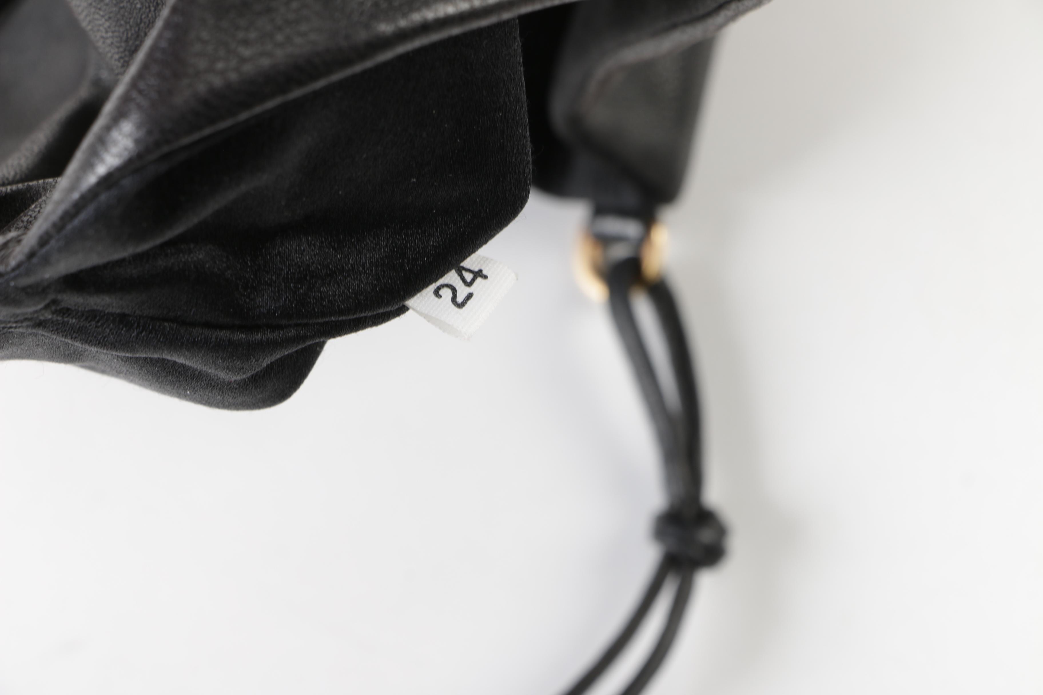 Prada Black Grained Leather Handbag with Brass and Enamel Clasp, Made in Italy