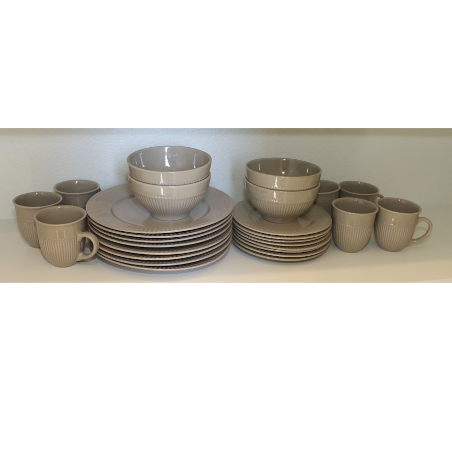 Lorren Home Trends by Lorenzo Grey Ribbed Dinnerware Set