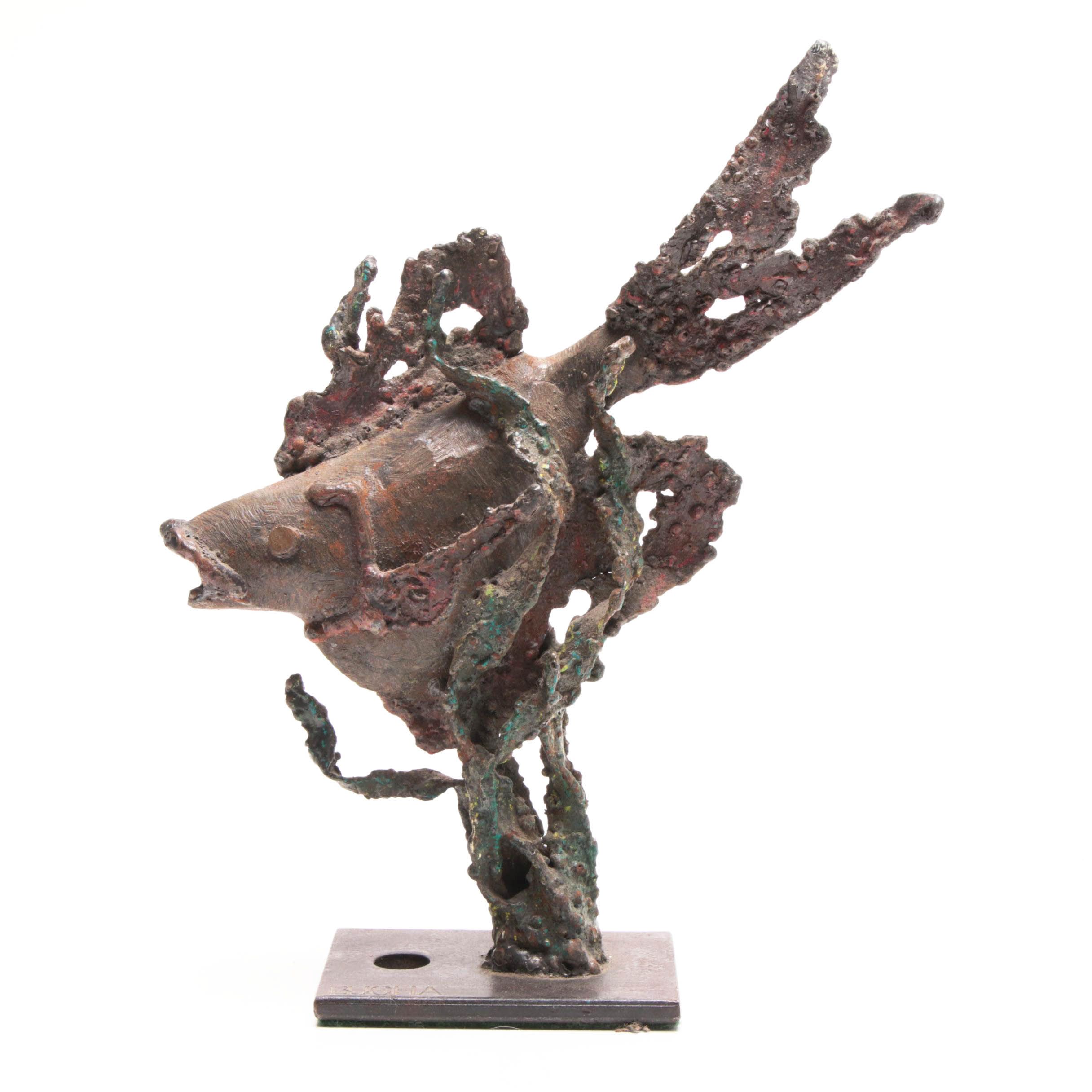Mike Bucha Bronze Brutalist Fish Sculpture