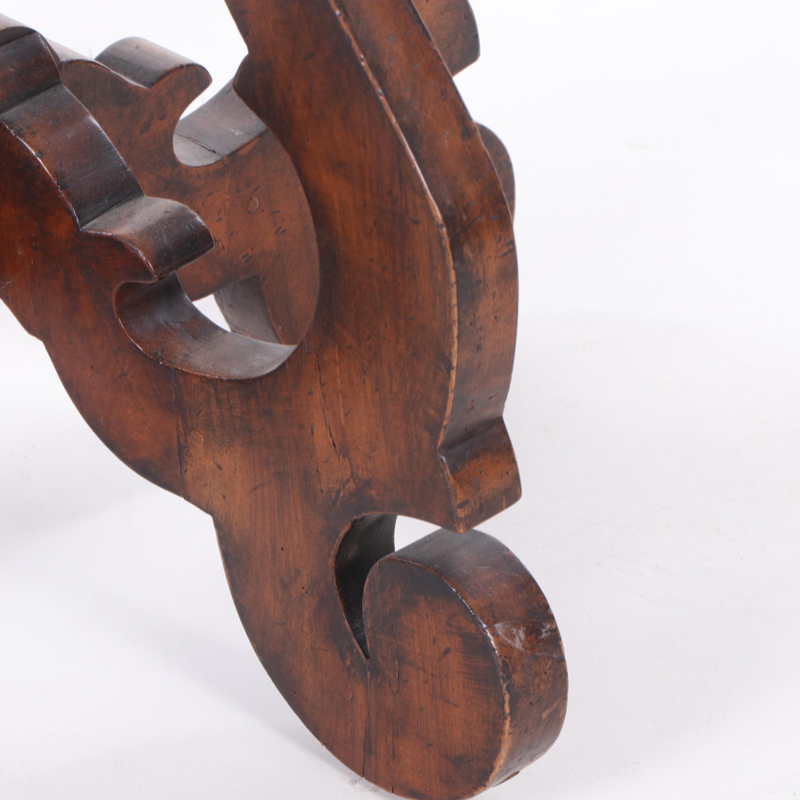 Walnut Stained Wooden Side Table by Trouvailles, 21st Century