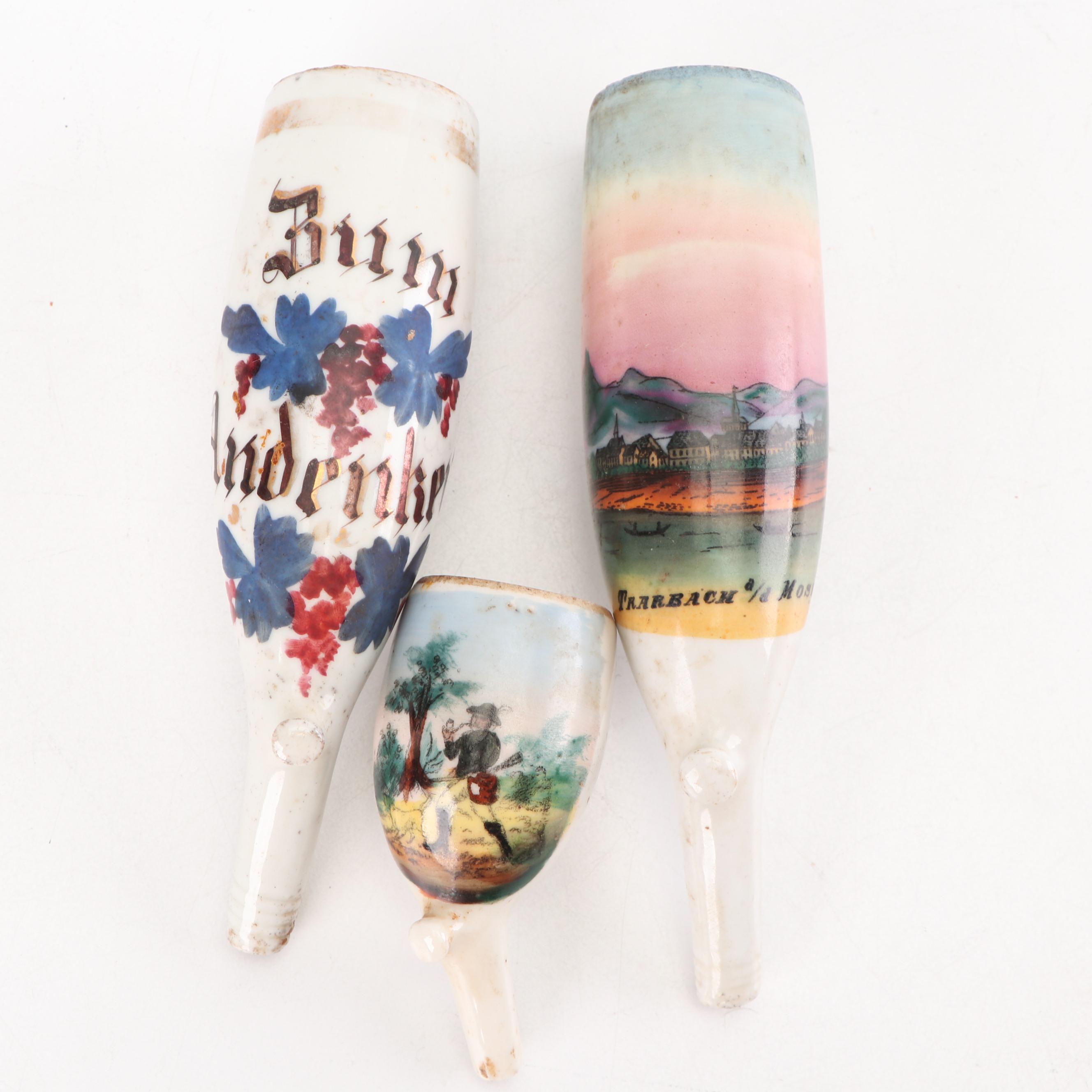 German Porcelain Pipe Bowls, Vintage