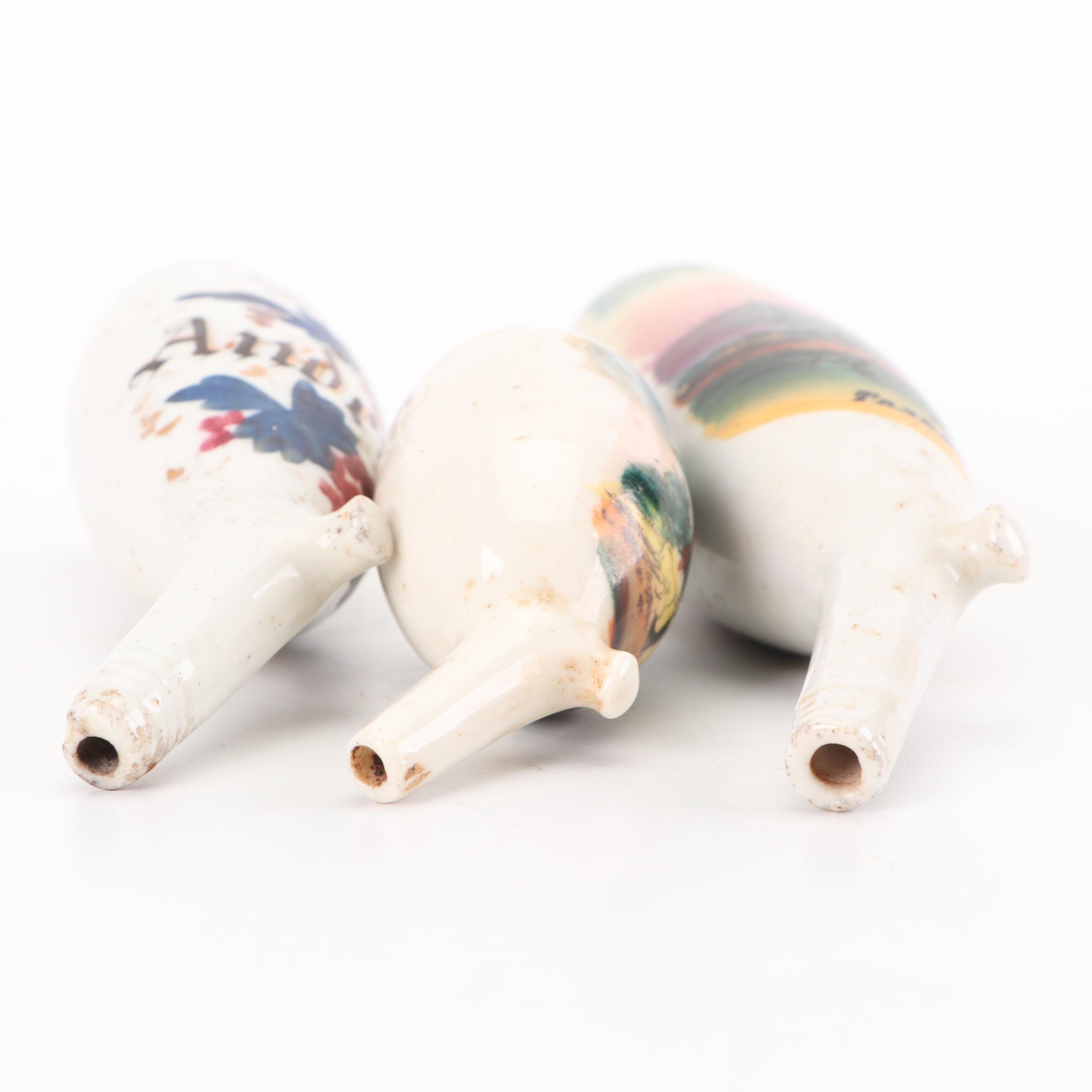 German Porcelain Pipe Bowls, Vintage