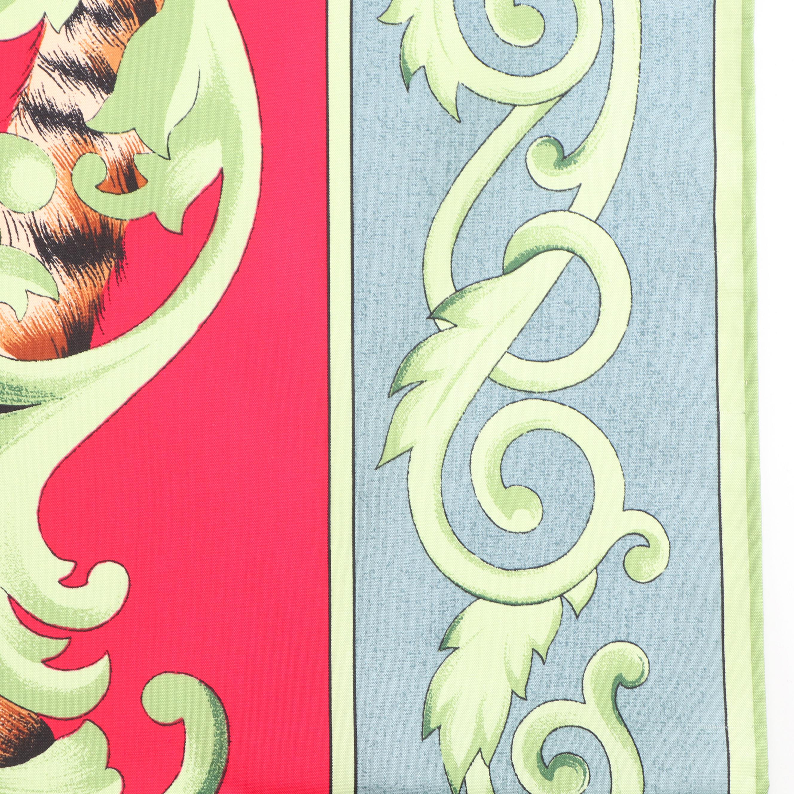 Jim Thompson Tiger Print Thai Silk Scarf with Hand-Rolled Stitched Edge