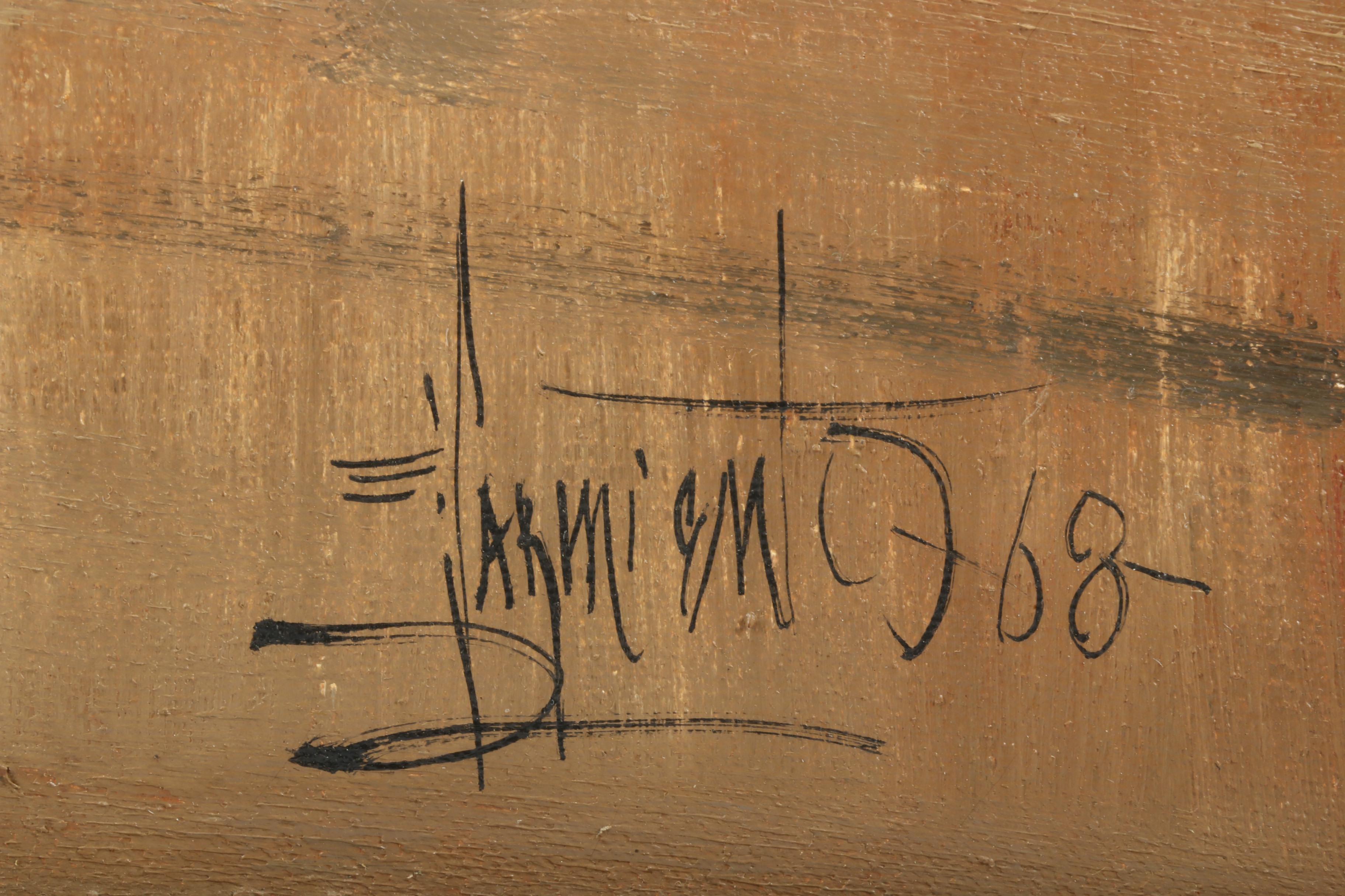 Mid Century Oil Painting of South American Street Scene