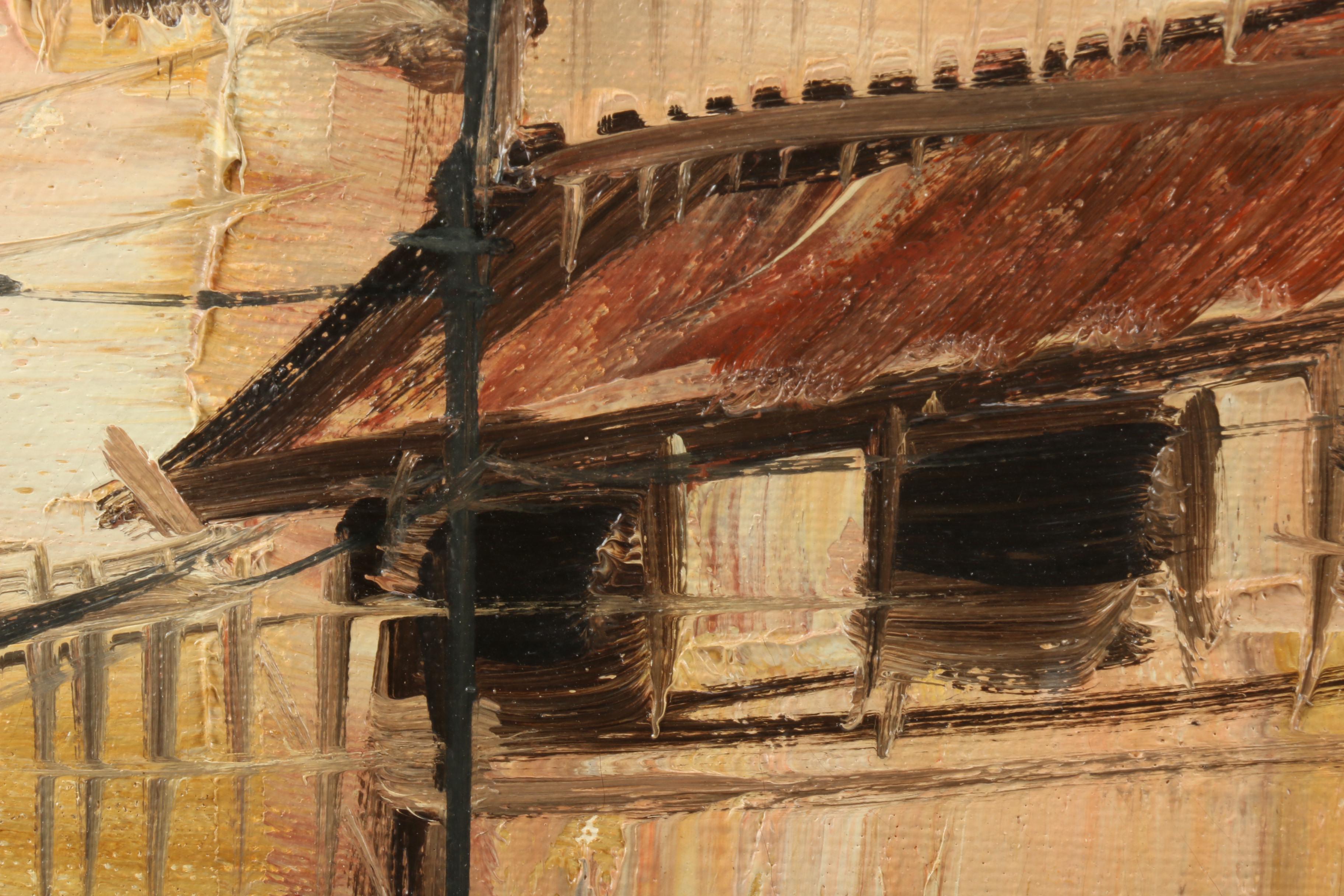 Mid Century Oil Painting of South American Street Scene