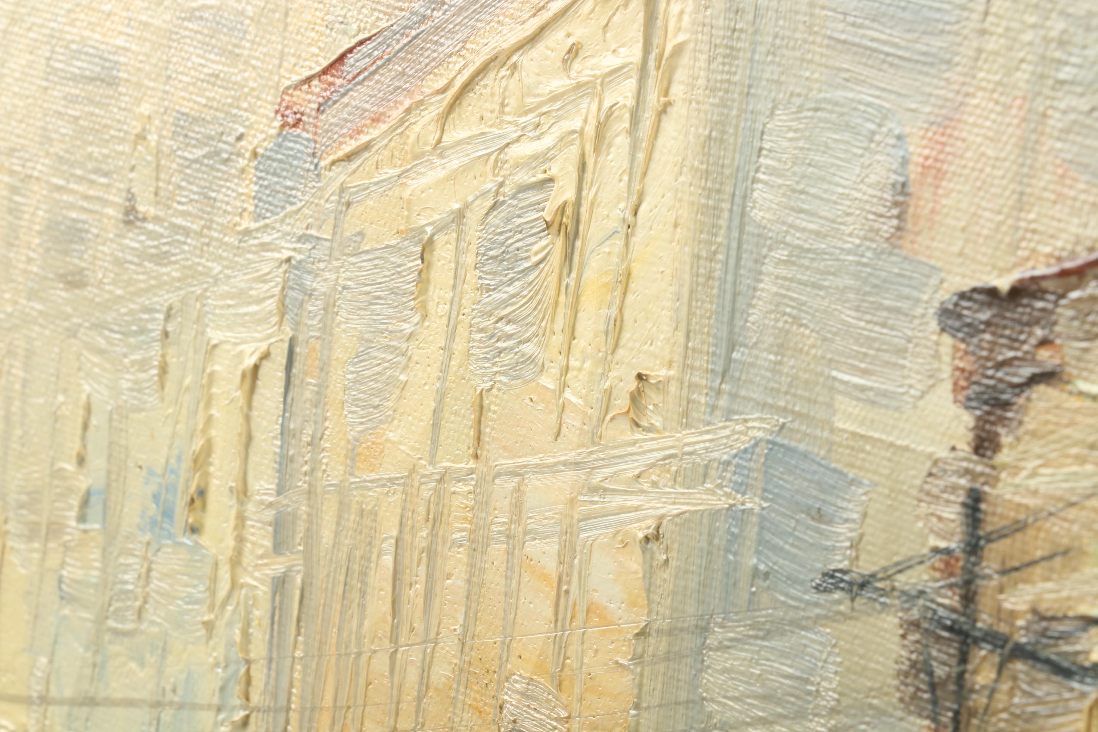 Mid Century Oil Painting of South American Street Scene