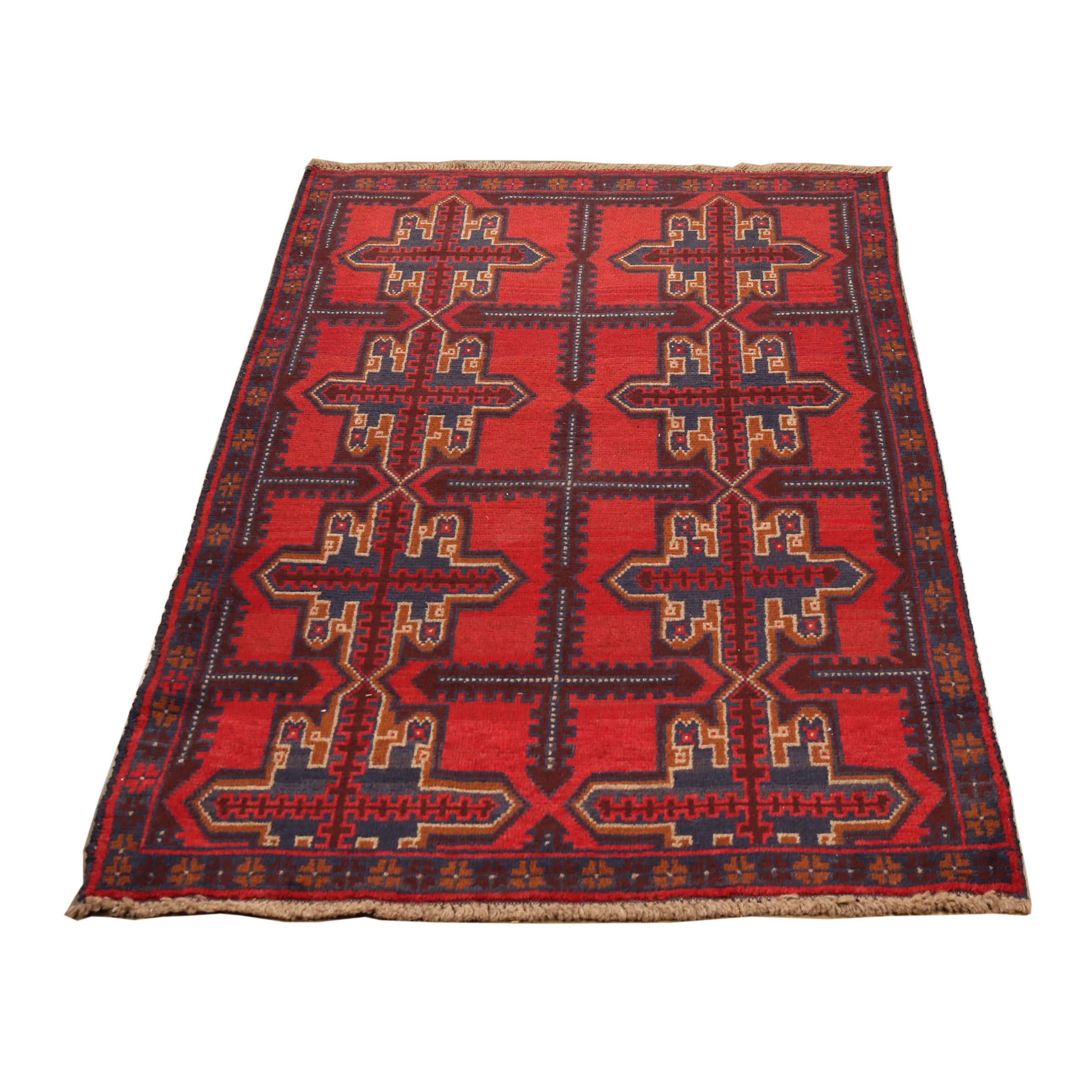 Hand-Knotted Pakistani Baluch Wool Long Rug