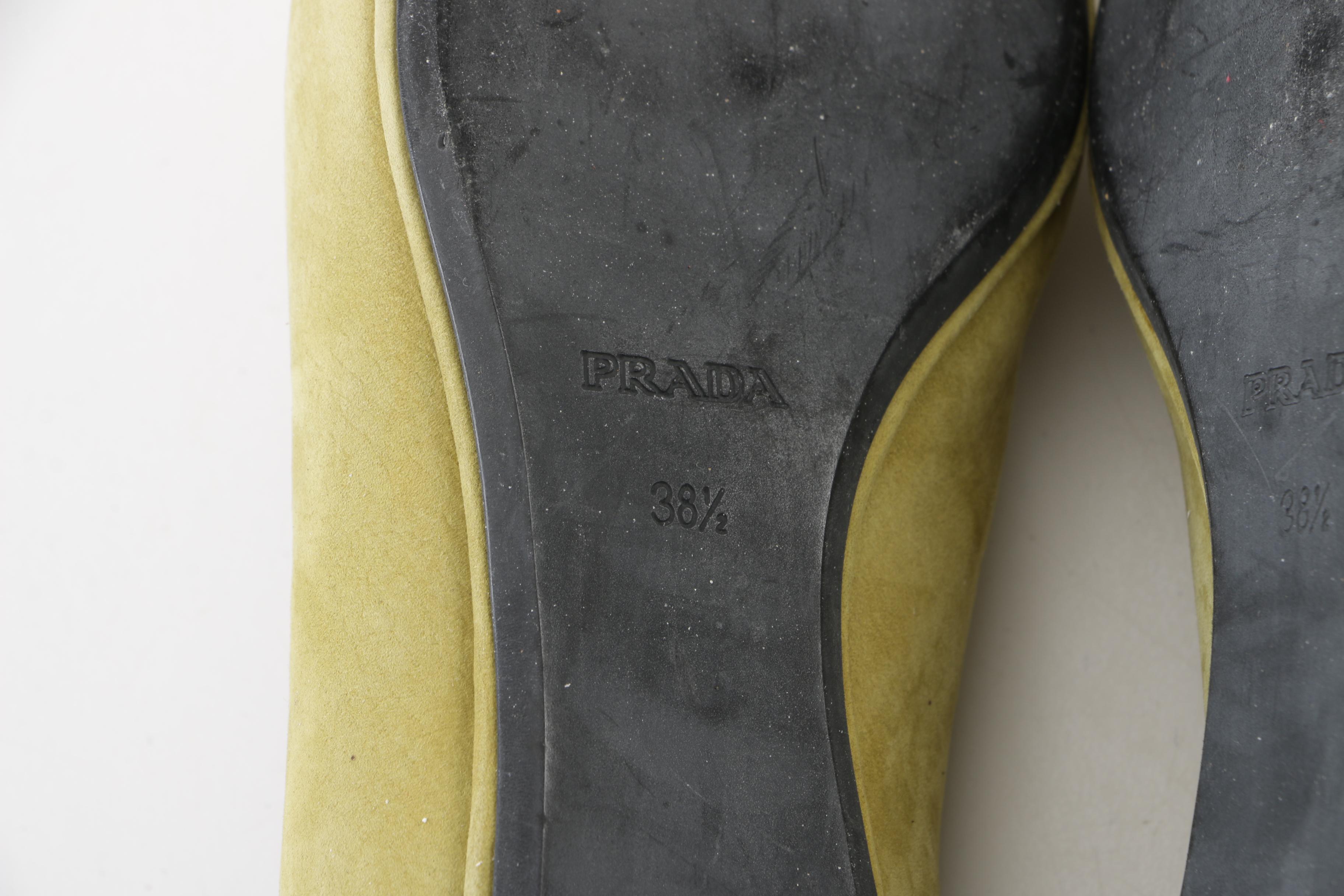 Prada Avocado Suede Pointed Toe Loafers, Made in Italy