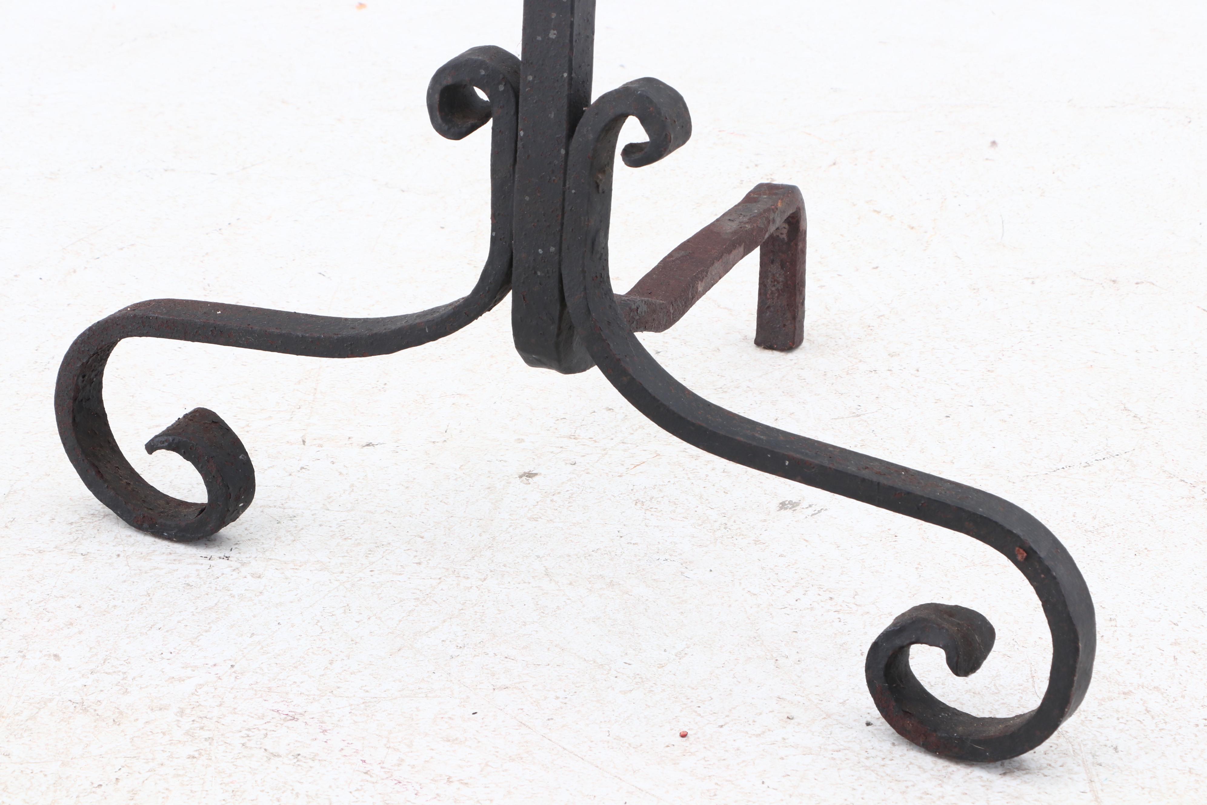 Arts and Crafts Wrought Iron Andirons