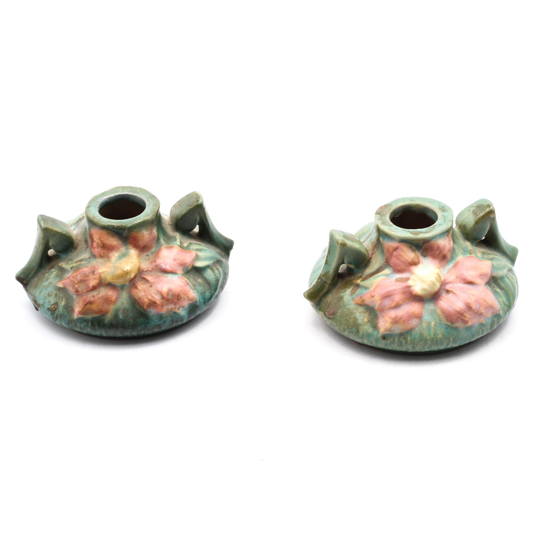 Roseville Pottery "Clematis" Candle Holders, circa 1944