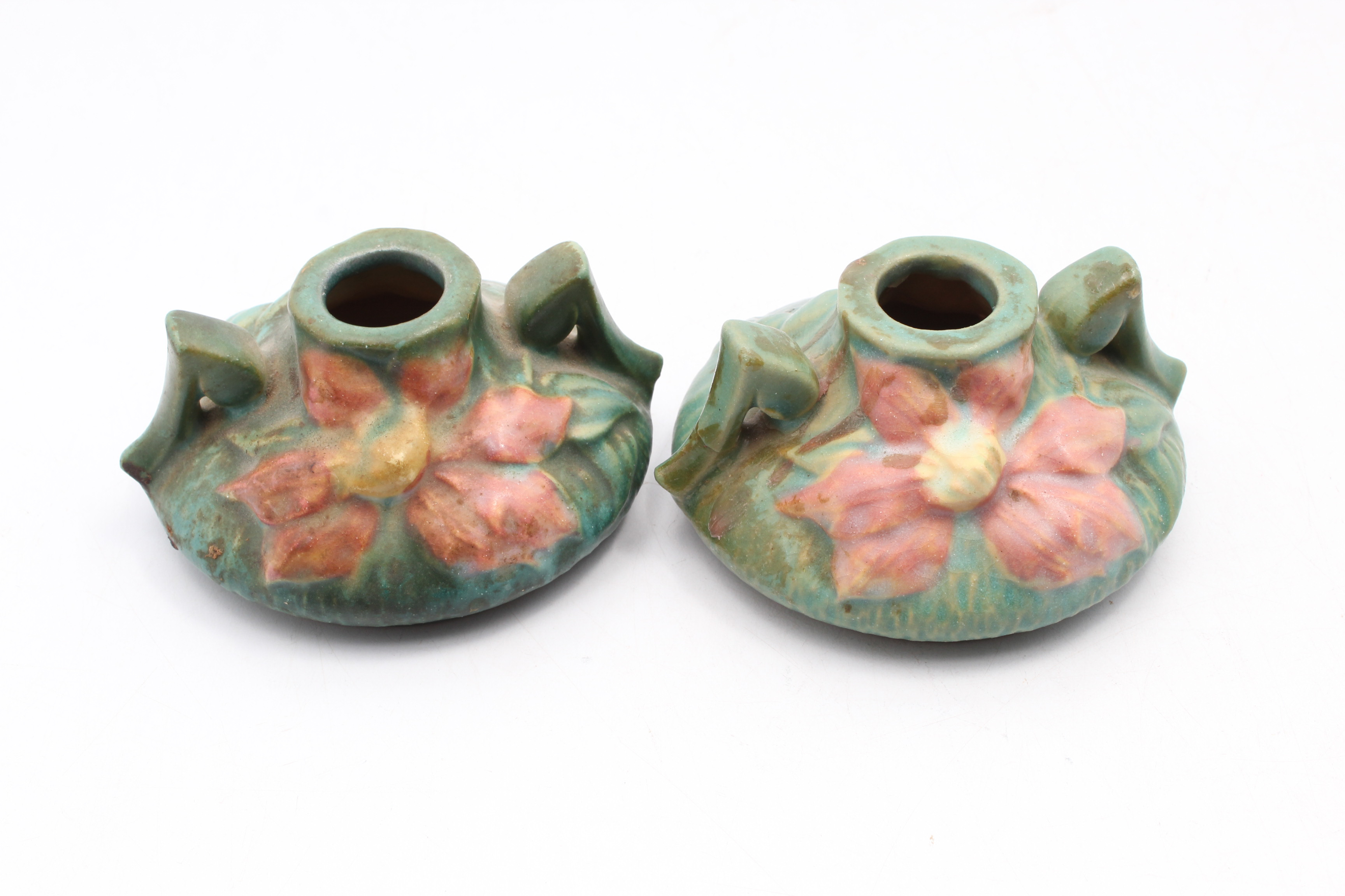 Roseville Pottery "Clematis" Candle Holders, circa 1944