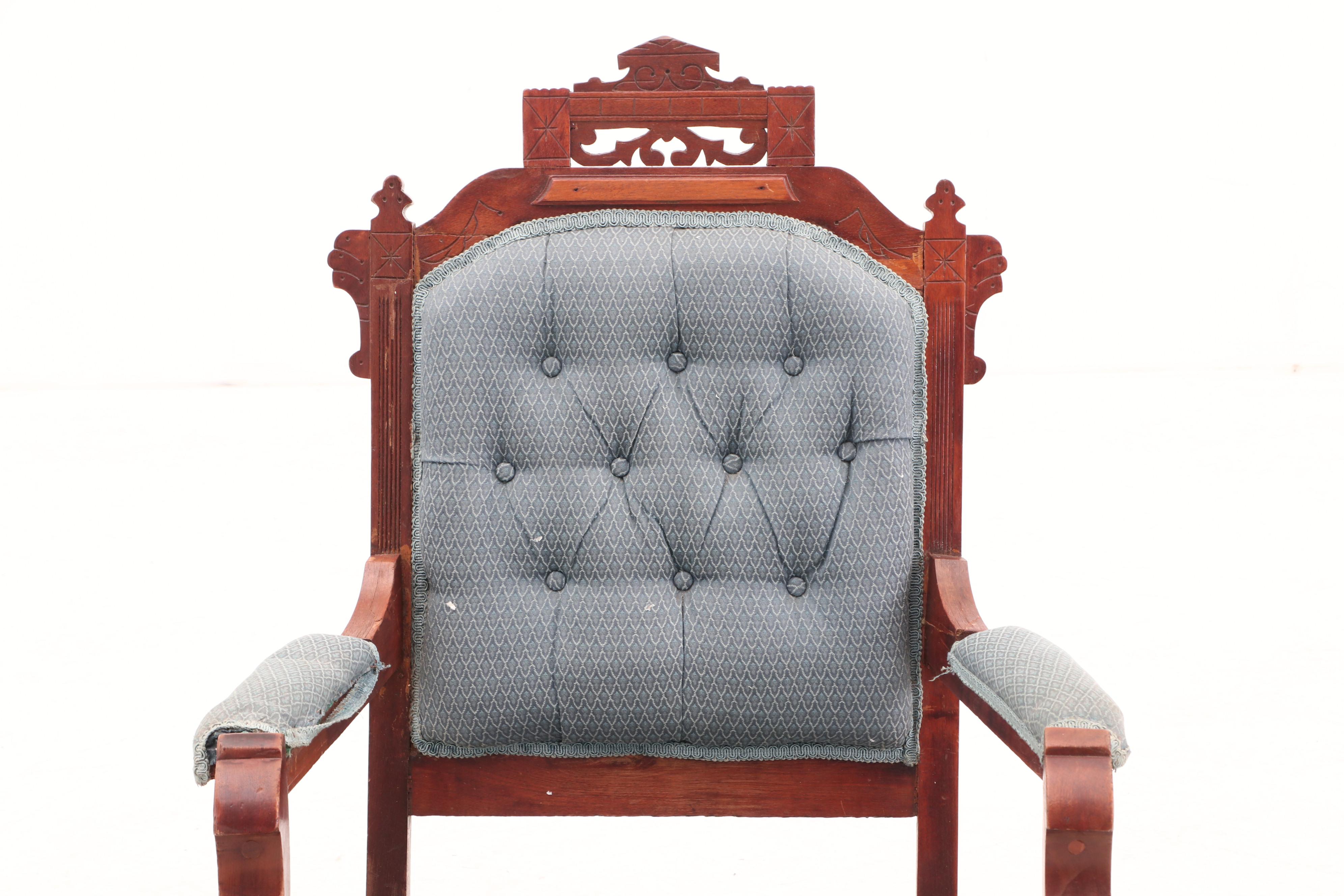 Eastlake Carved Walnut Armchair