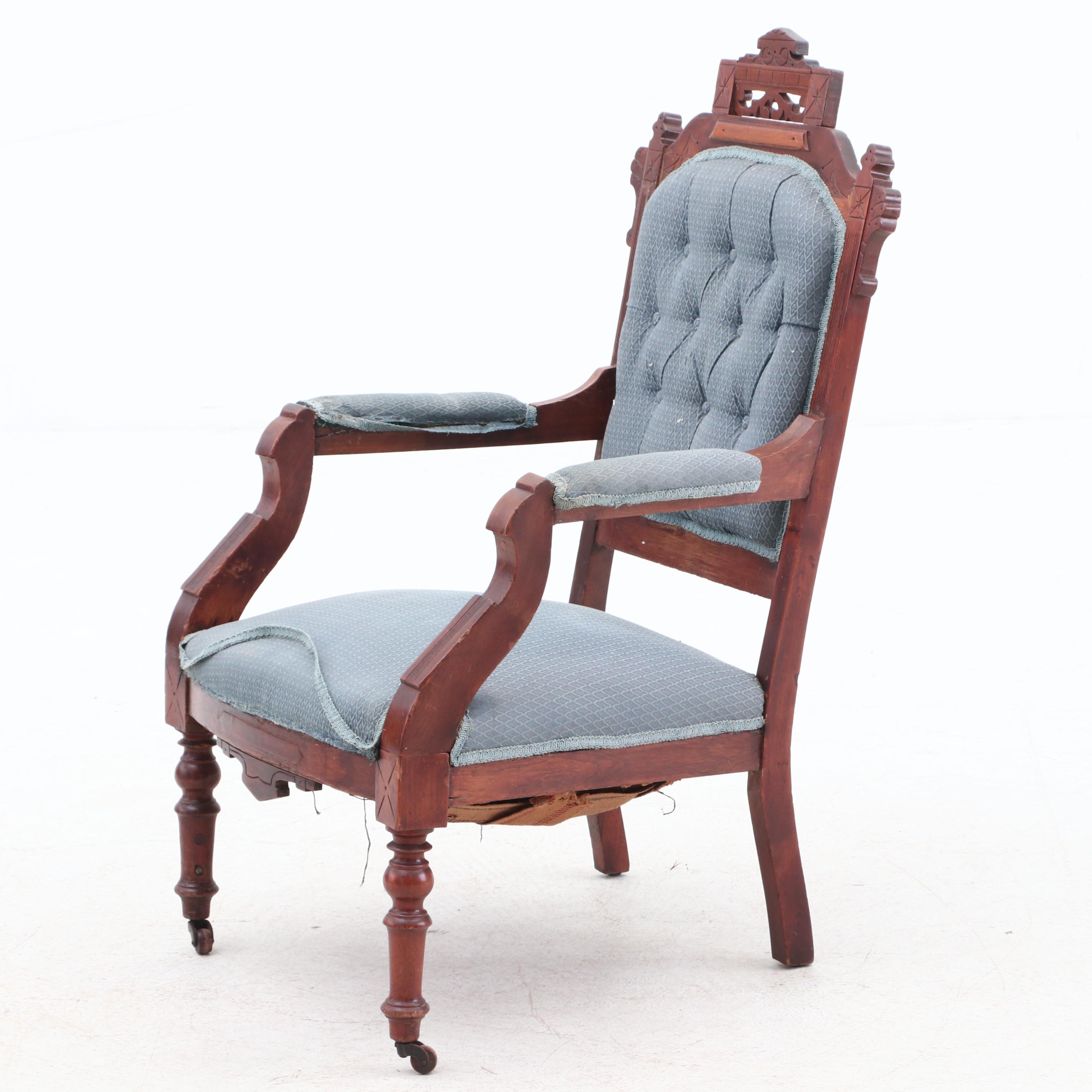 Eastlake Carved Walnut Armchair