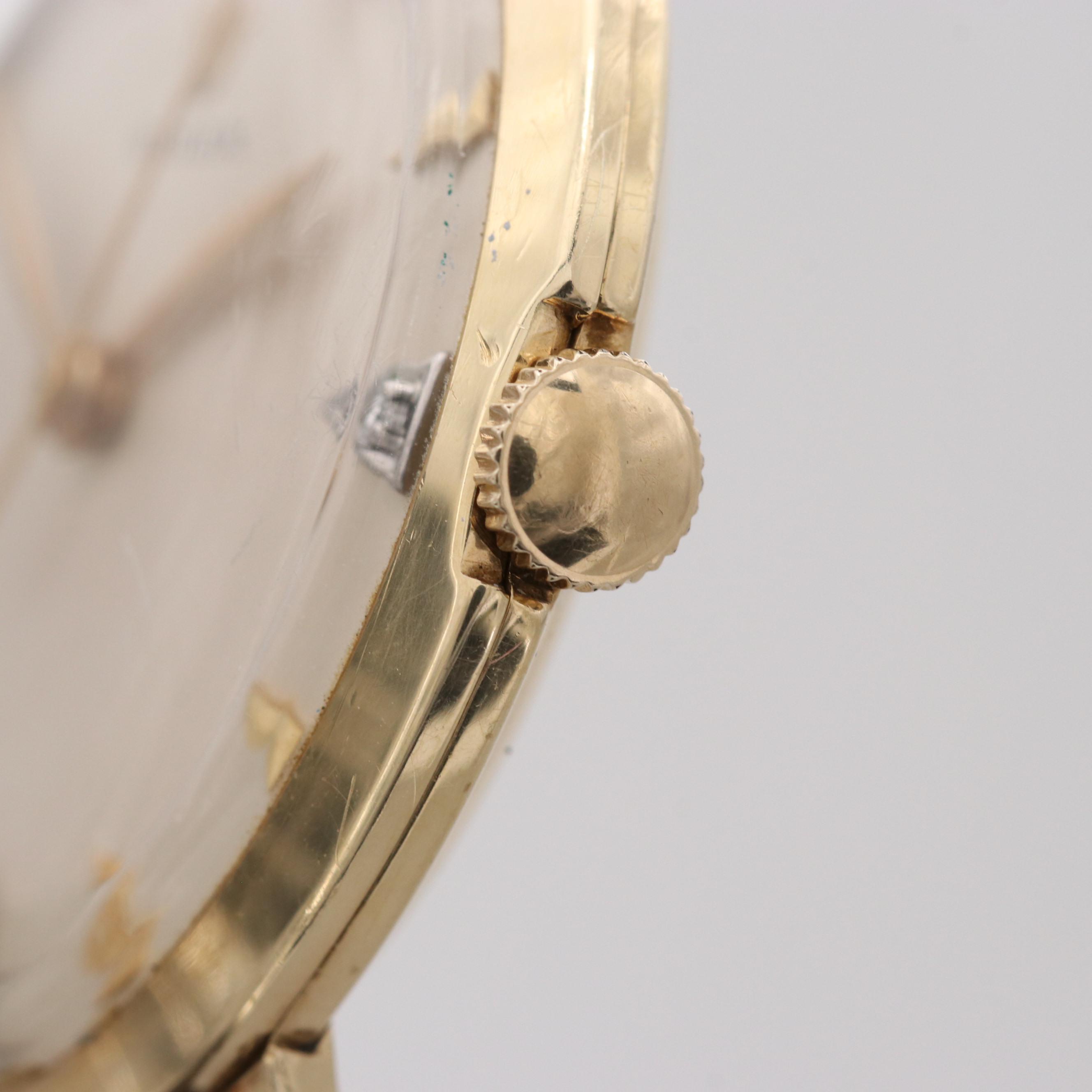 Vintage Rolex 14K Yellow Gold Watch with Diamond Dial