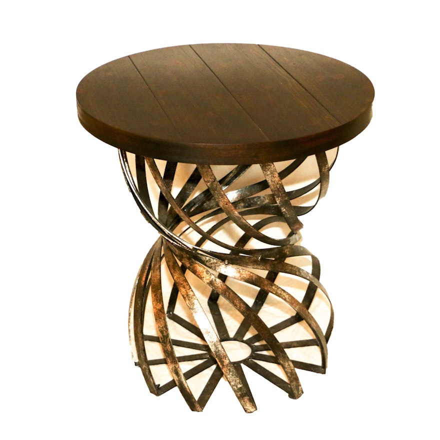 Metal Twisted Sphere Base Side Table, 21st Century