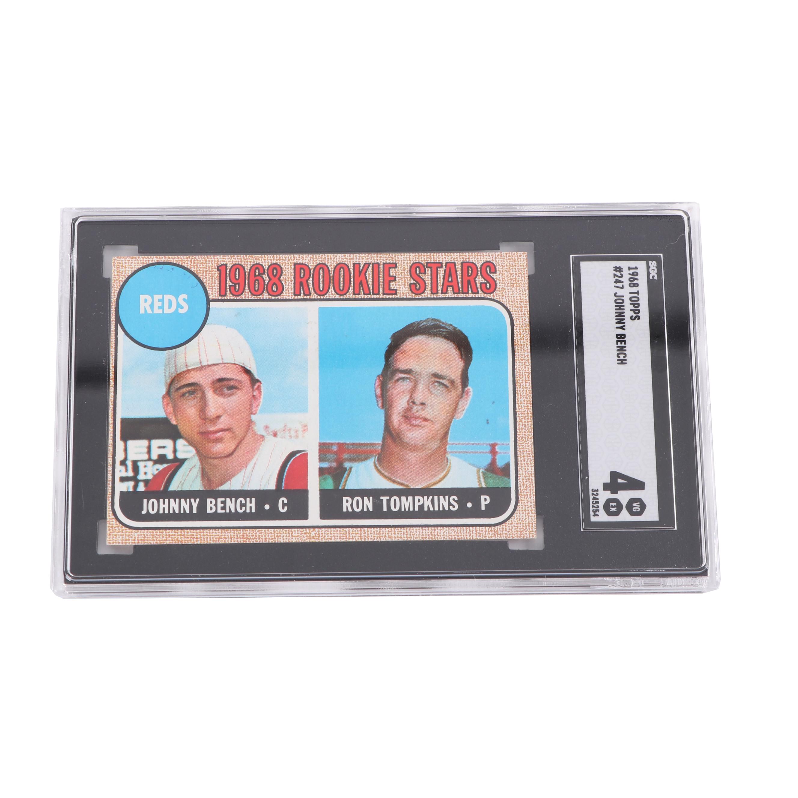1968 Topps Cincinnati Reds Rookie Stars Featuring Johnny Bench - SGC Graded