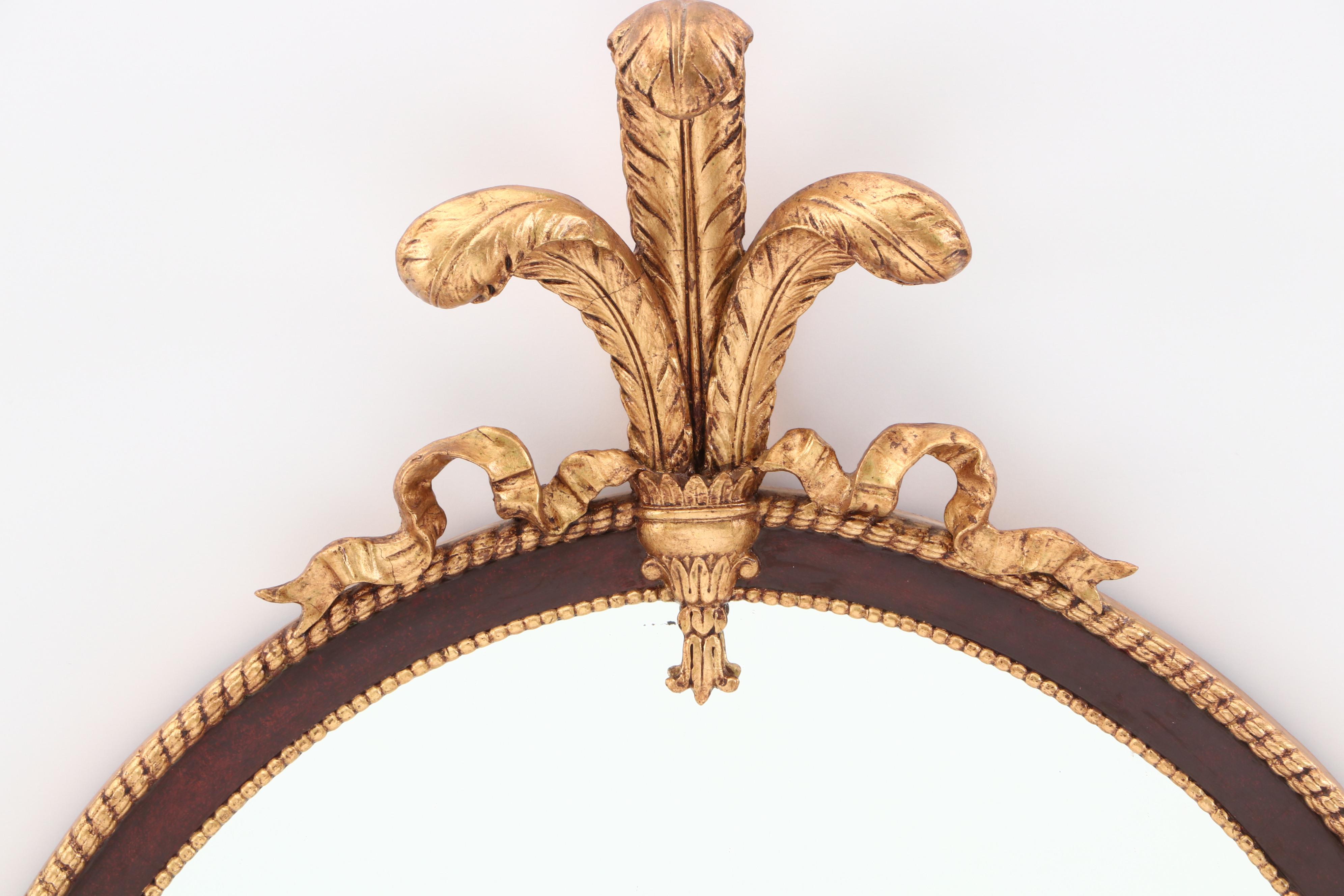 Decorative Mirror with Plume Crest, Mid-Century