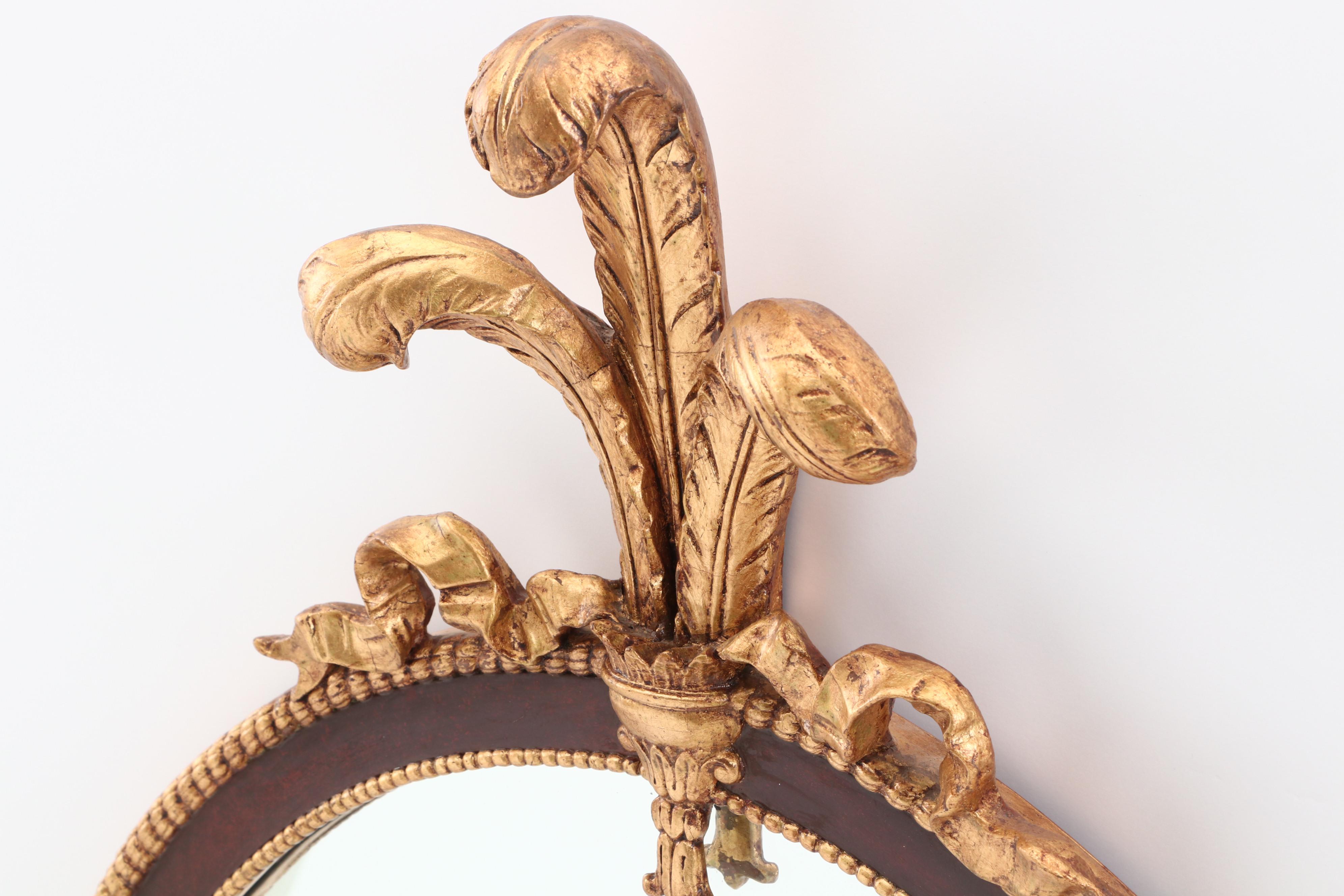 Decorative Mirror with Plume Crest, Mid-Century