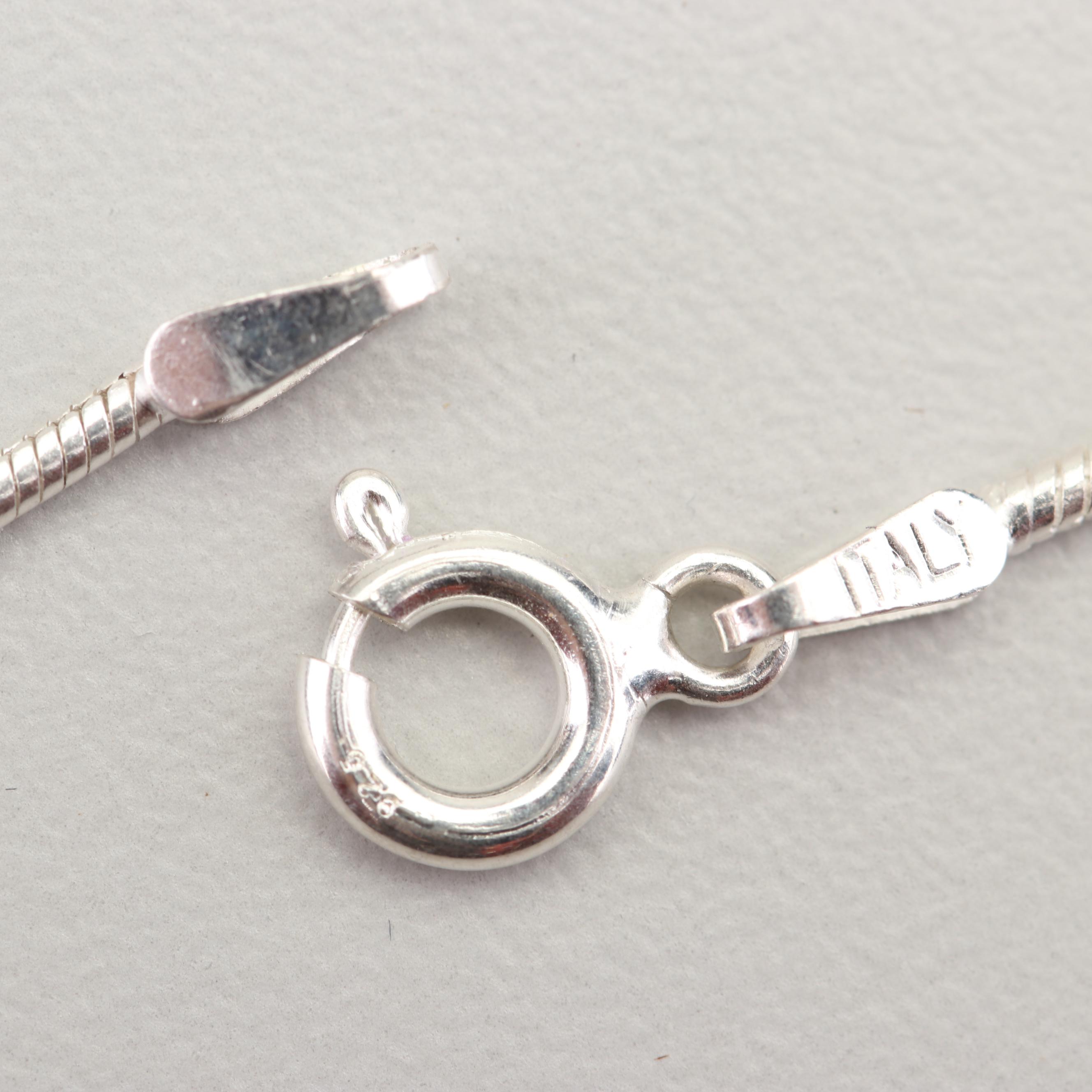 Sterling Silver Blue Diamond and Diamond Heart Pendant Necklace