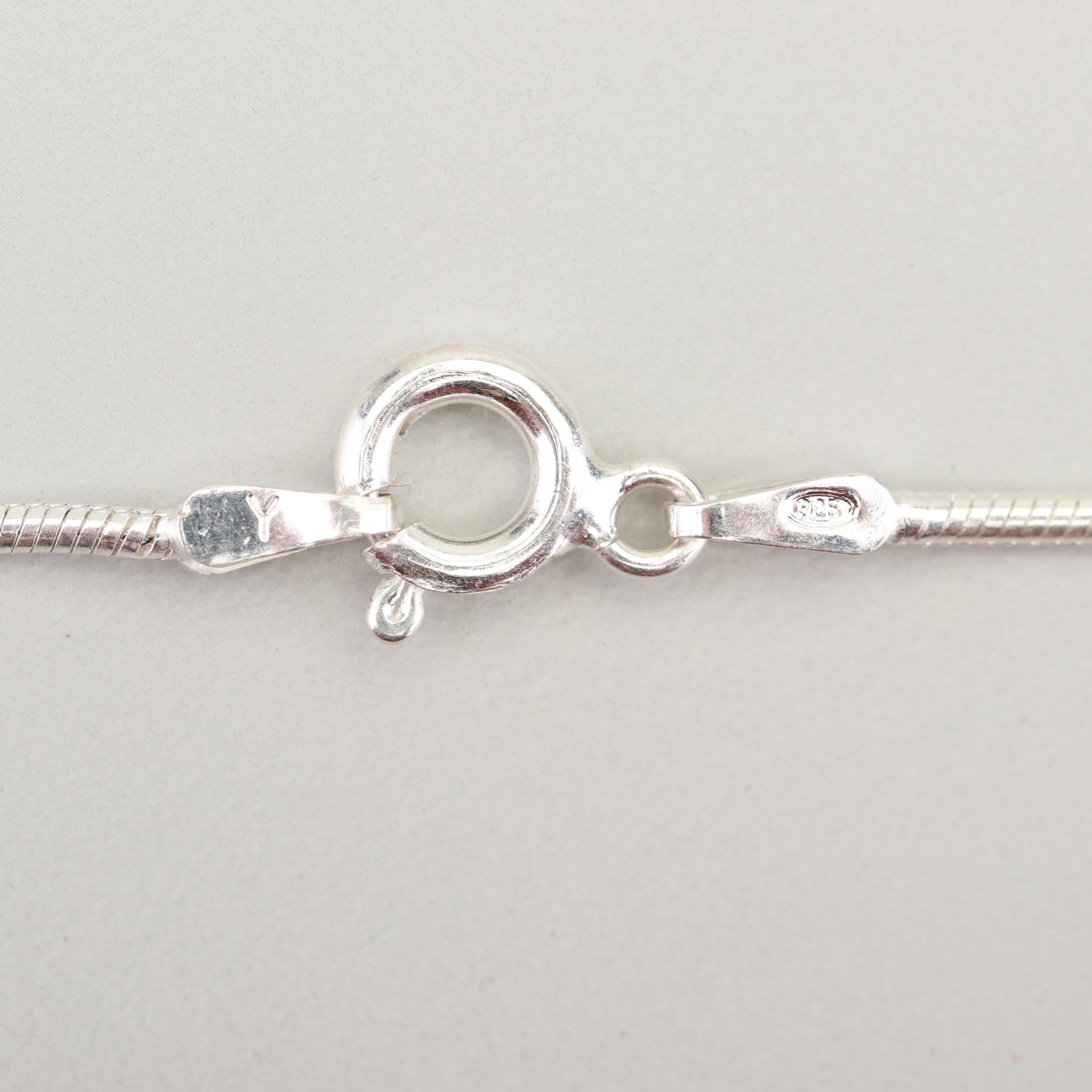 Sterling Silver Blue Diamond and Diamond Heart Pendant Necklace